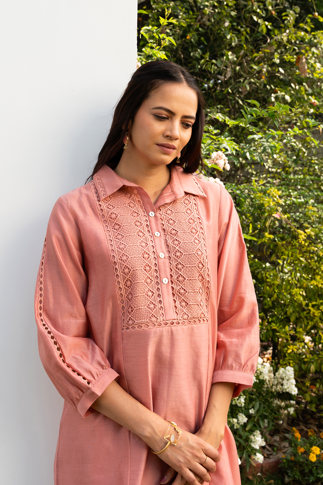 English Pink Collared Shirt Co-Ord Set