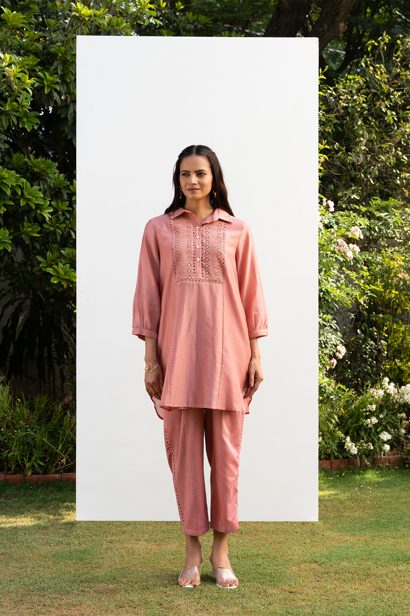 English Pink Collared Shirt Co-Ord Set