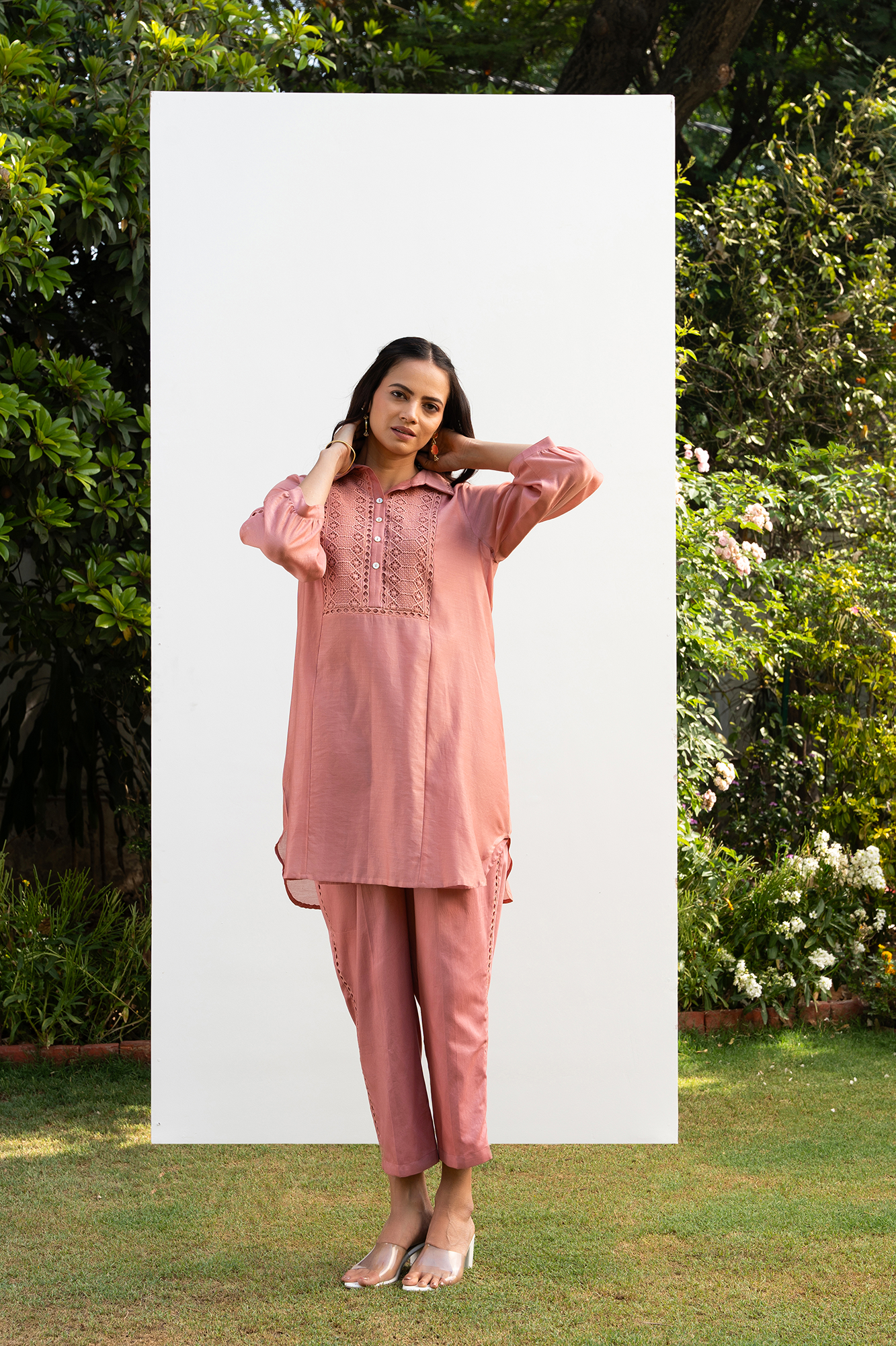 English Pink Collared Shirt Co-Ord Set