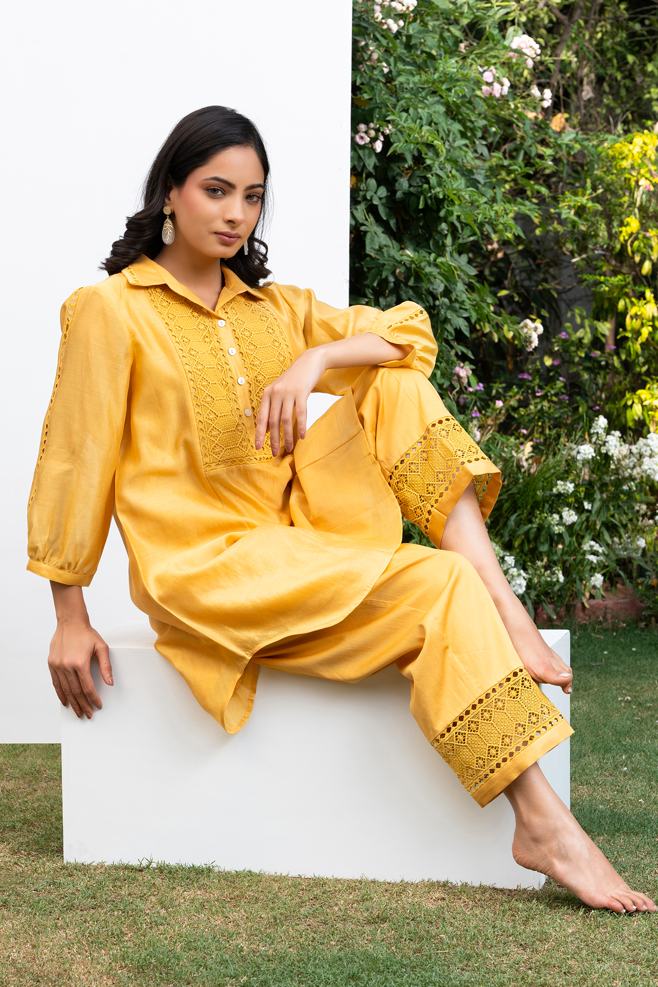 Yellow Collared Shirt Co-Ord Set