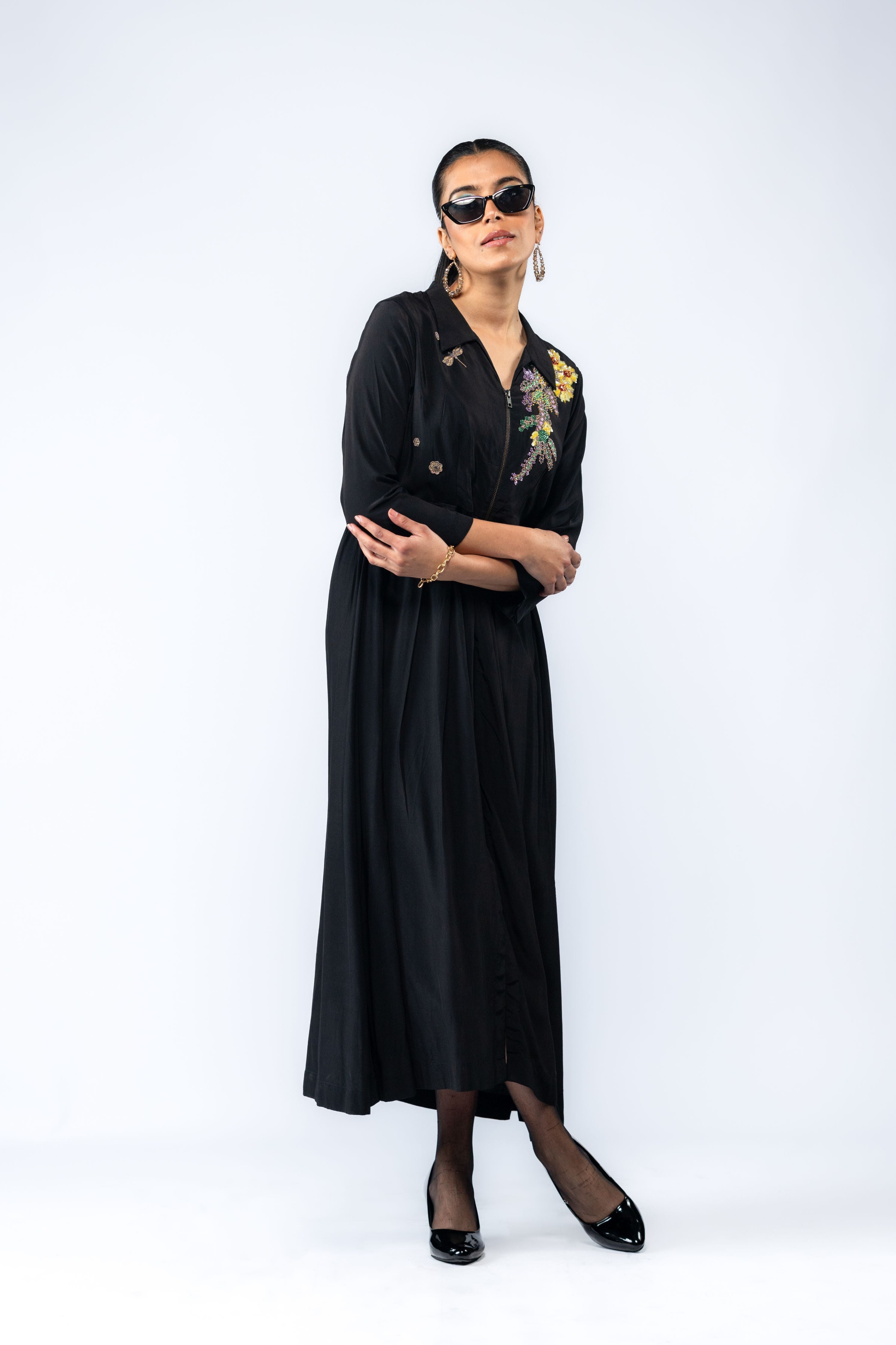 Dress Embellished With Flora Embroidery