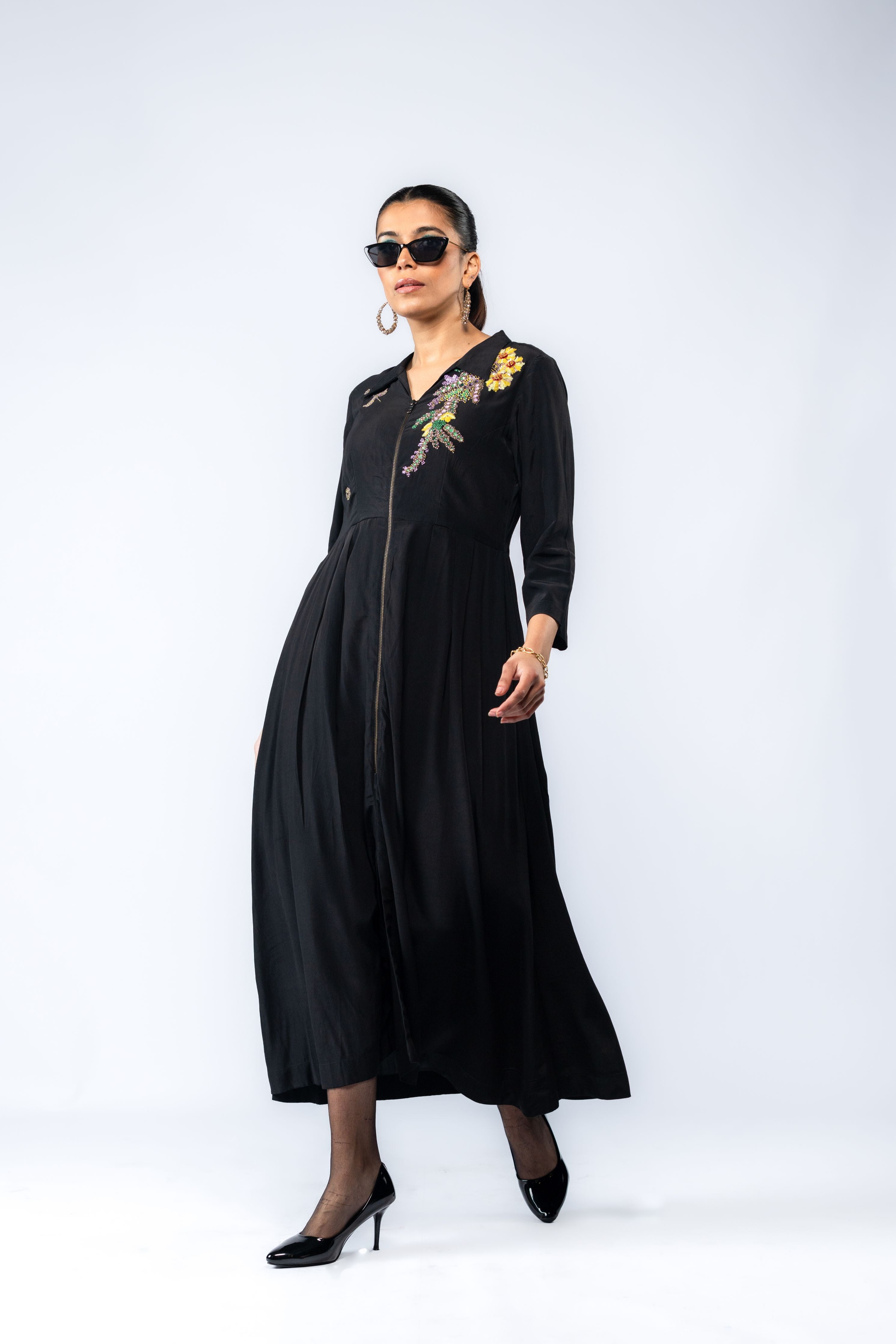 Dress Embellished With Flora Embroidery