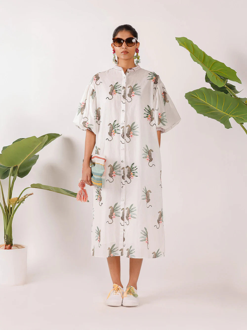 Off-white Balloon Sleeves Dress