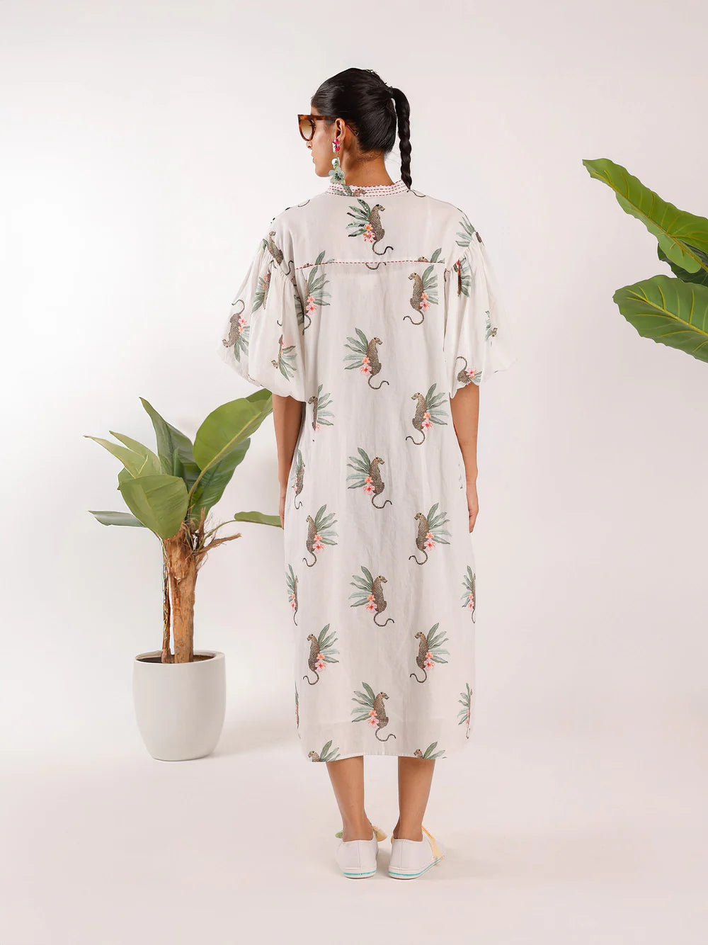 Off-white Balloon Sleeves Dress