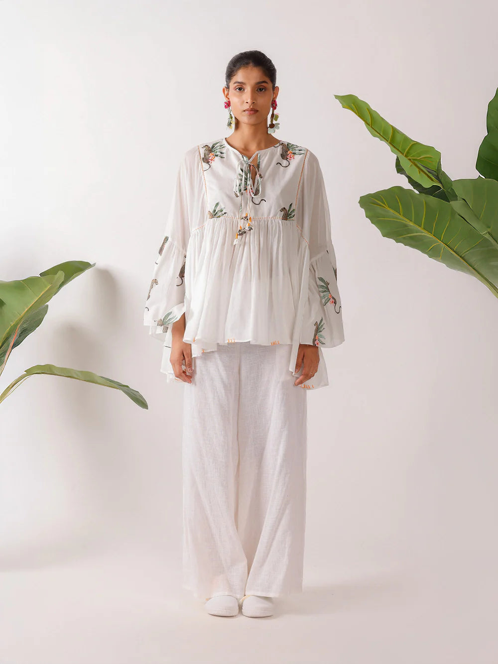 Hand Embroidered Leopard Print Top
