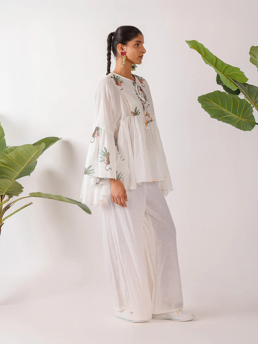 Hand Embroidered Leopard Print Top