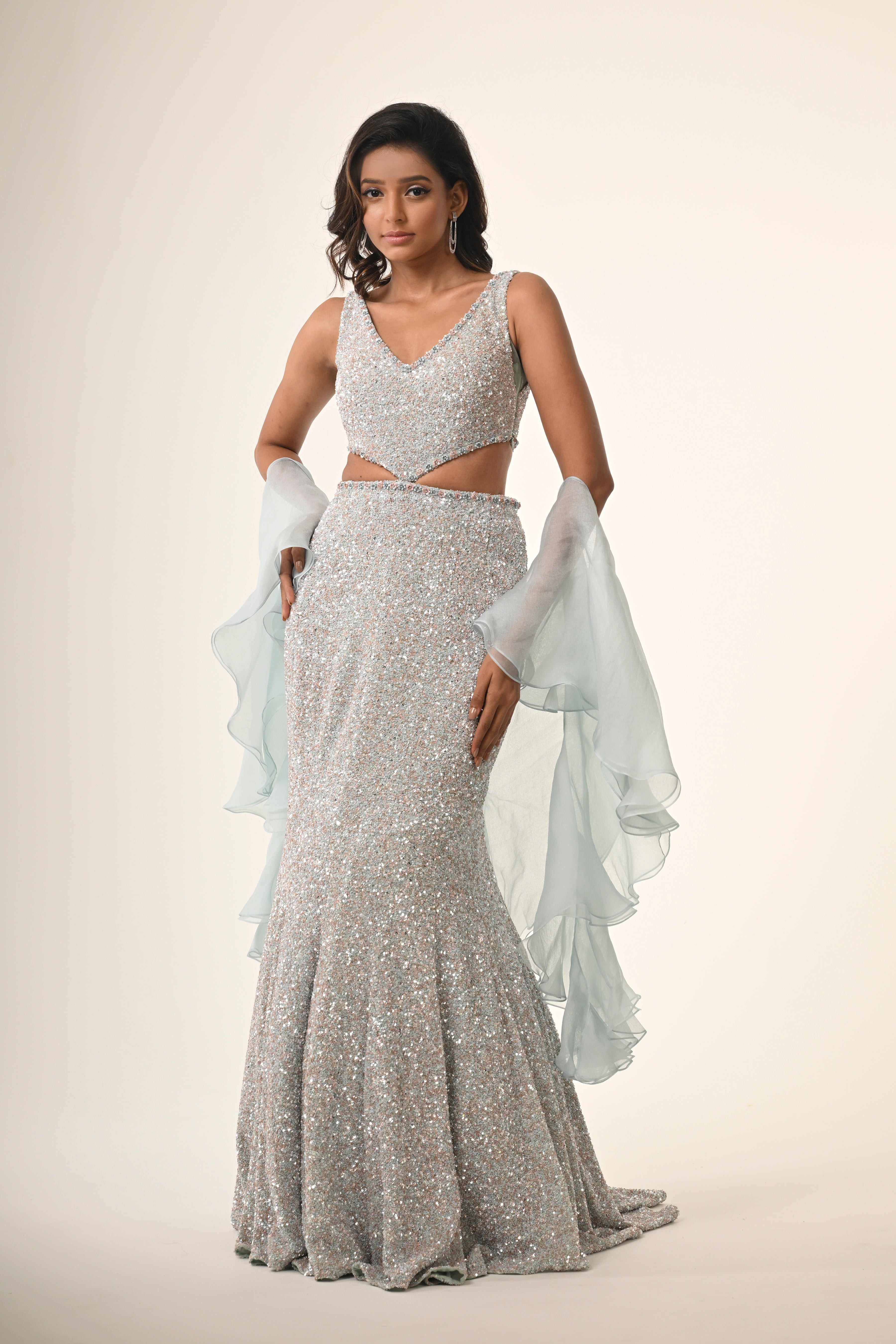 Powder Blue Fish Cut Gown