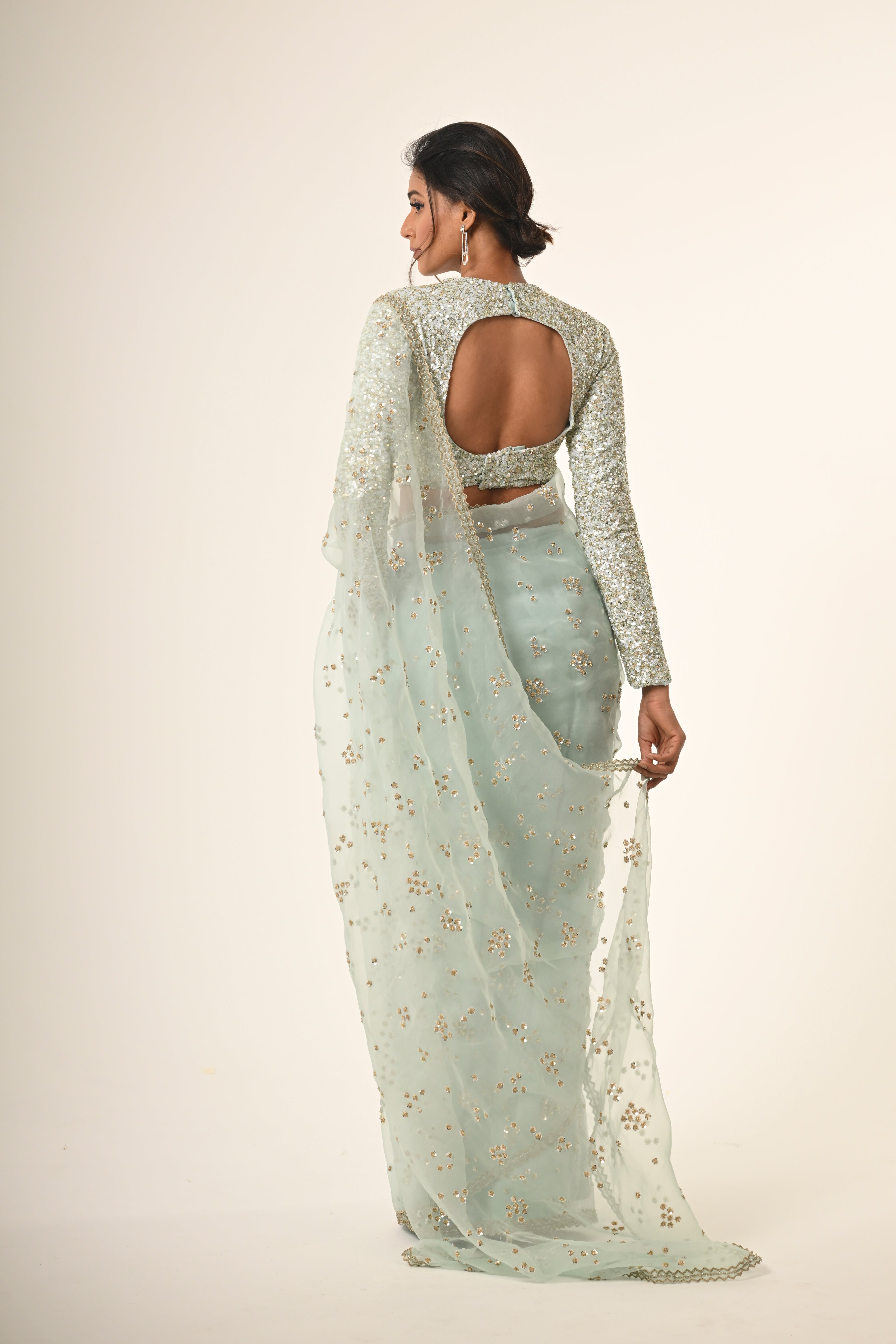 Powder Blue Organza Saree