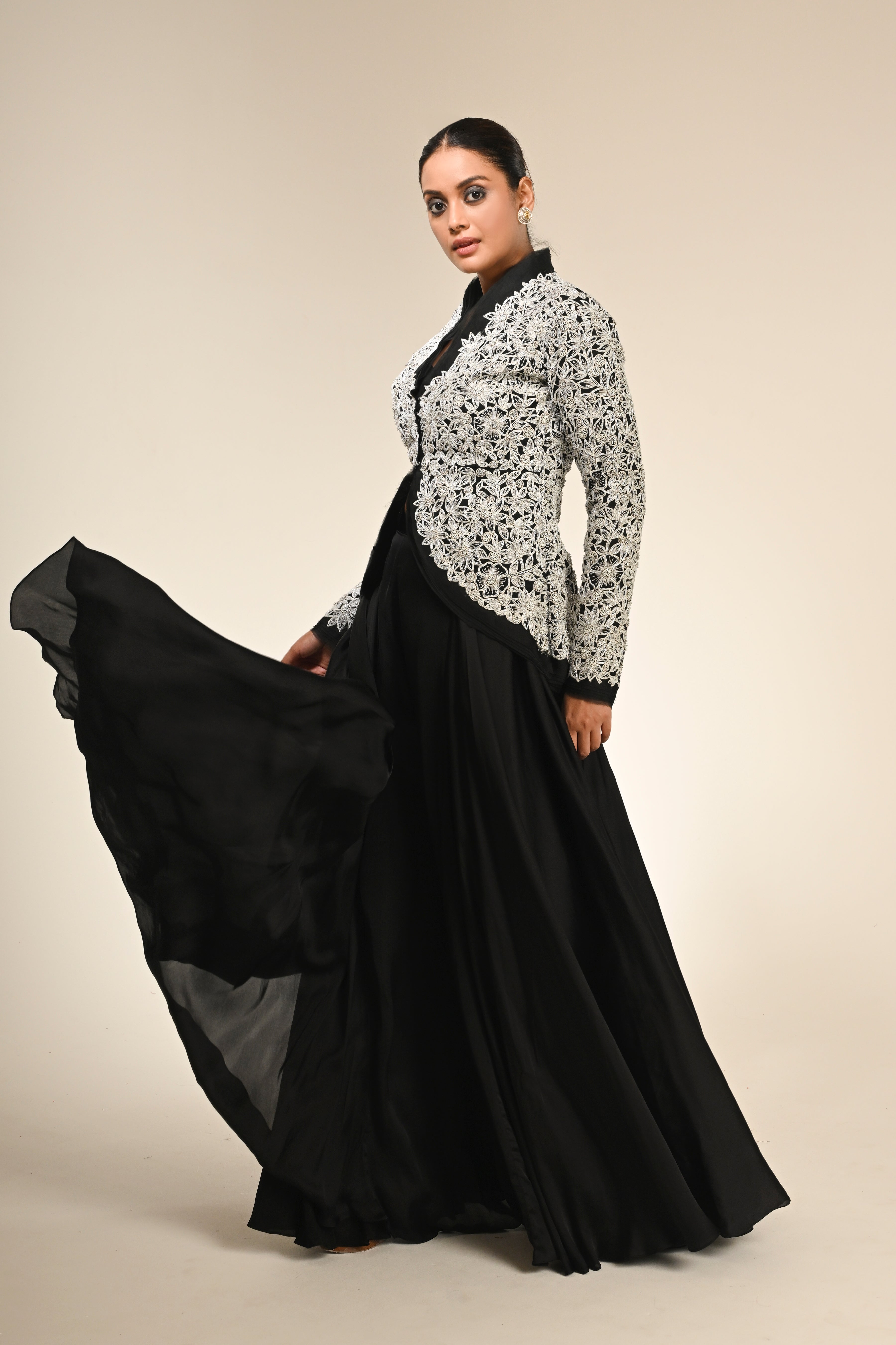 Floral Cutwork Jacket Set