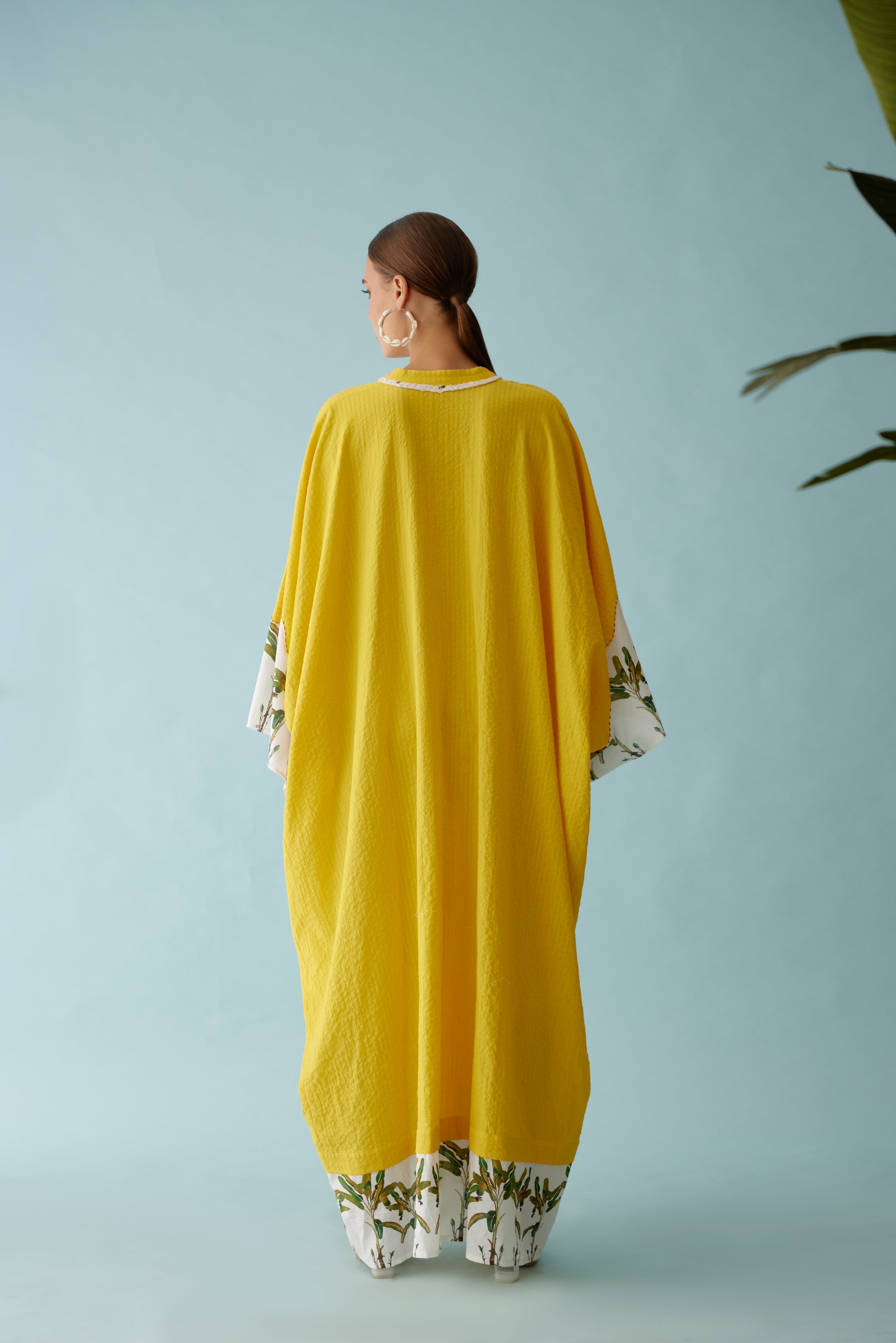 Yellow Hand-Braided Tassels Kaftan Dress