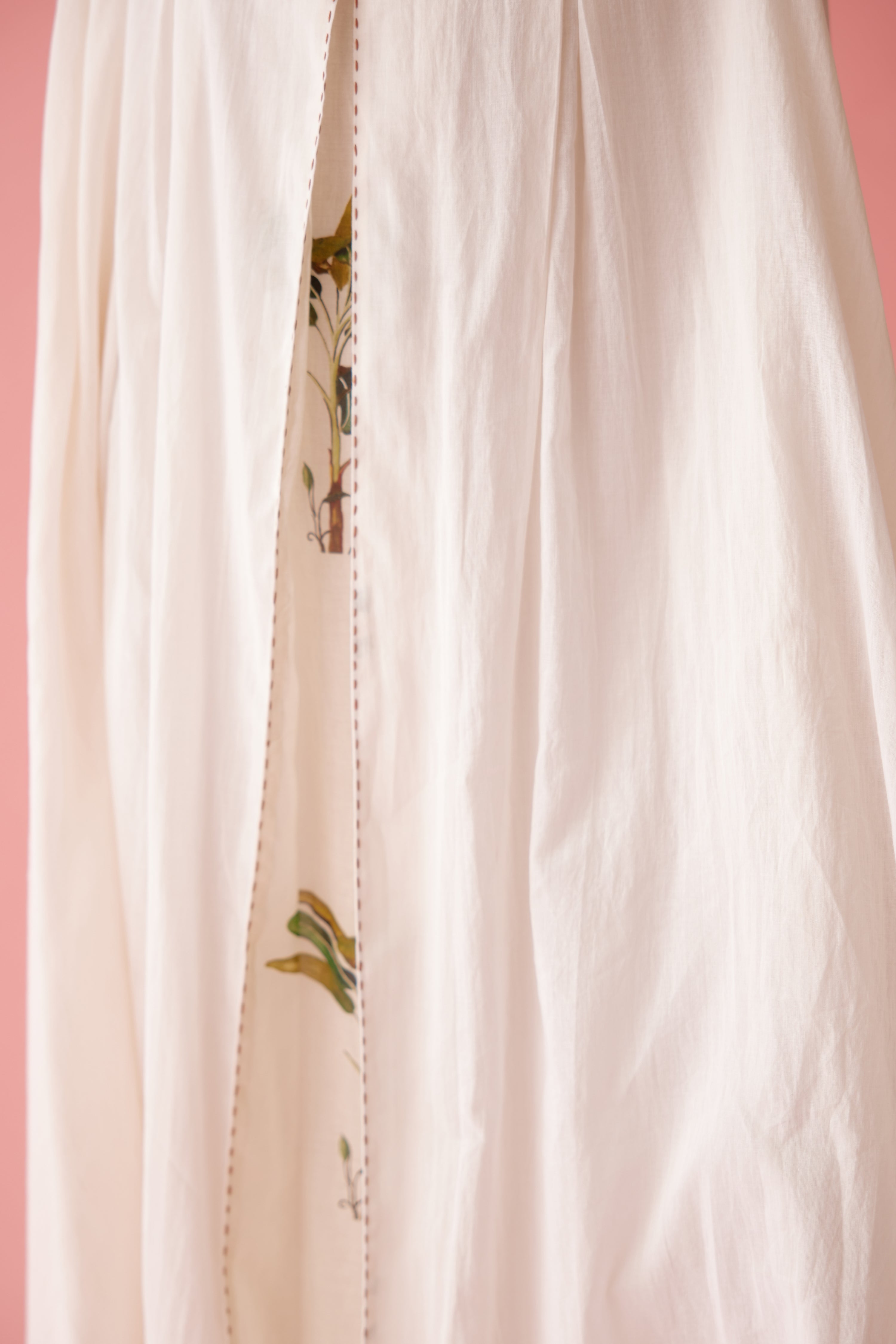 Cream Handwoven Jamdani Bubble Sleeves A-line Maxi Dress