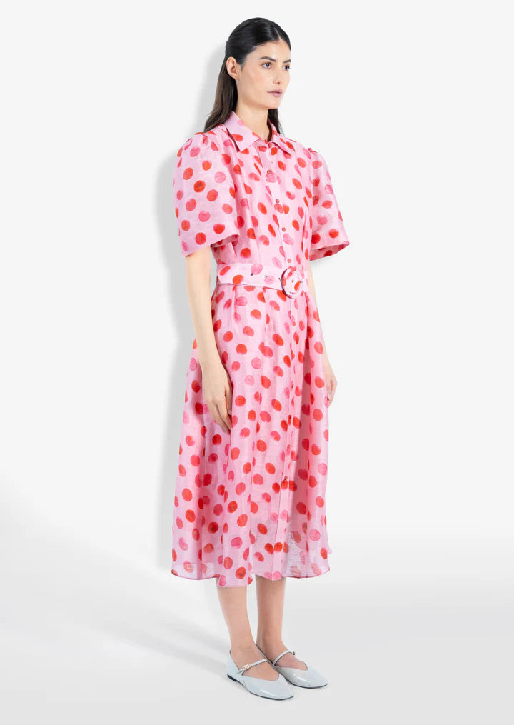 Polka Dot Midi Shirt Dress