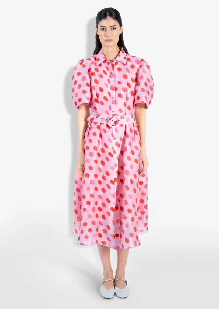 Polka Dot Midi Shirt Dress