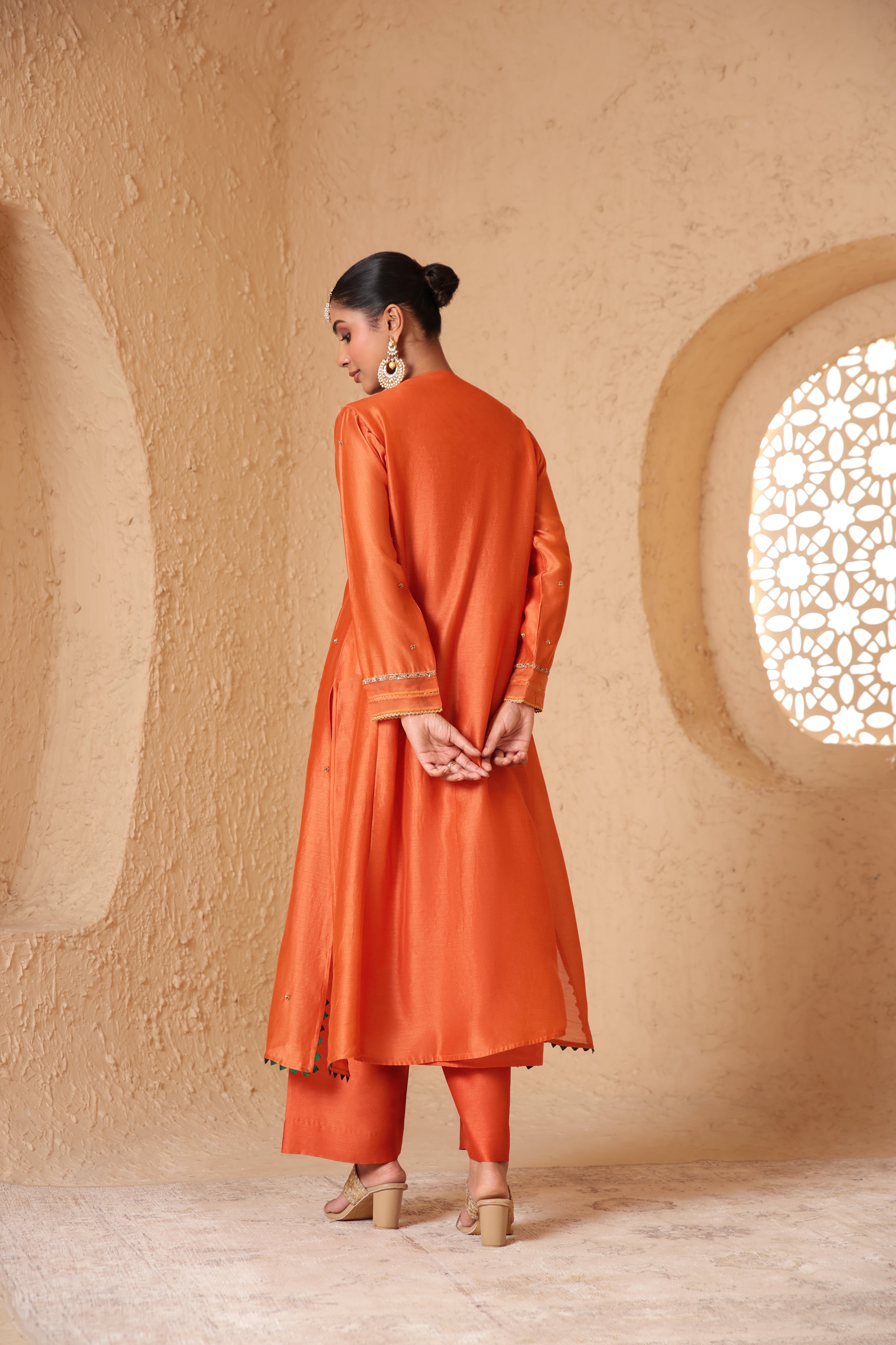 Mehrang Orange Frockstyle Kurta Set