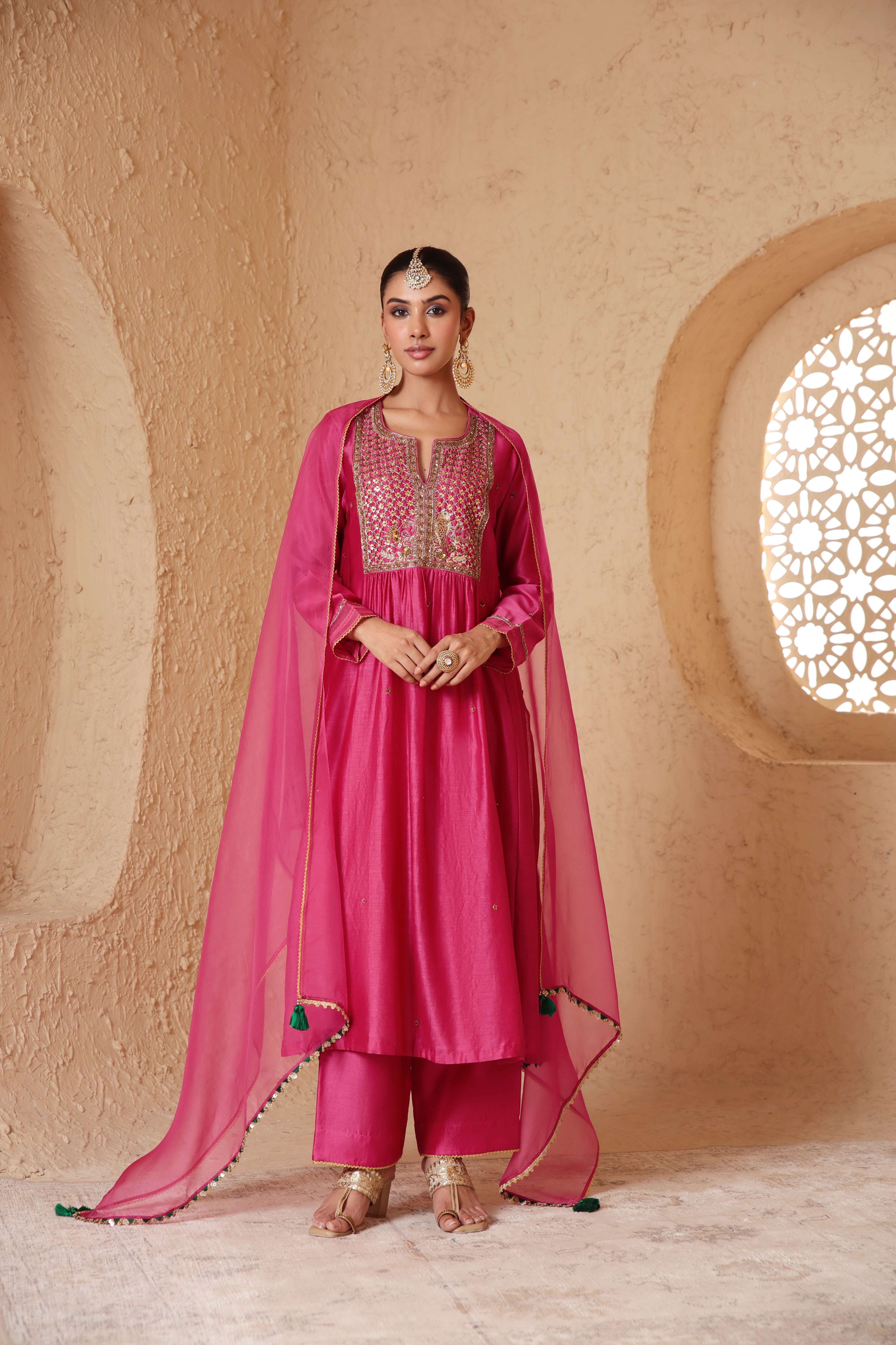 Mehrang Pink Frockstyle Kurta Set