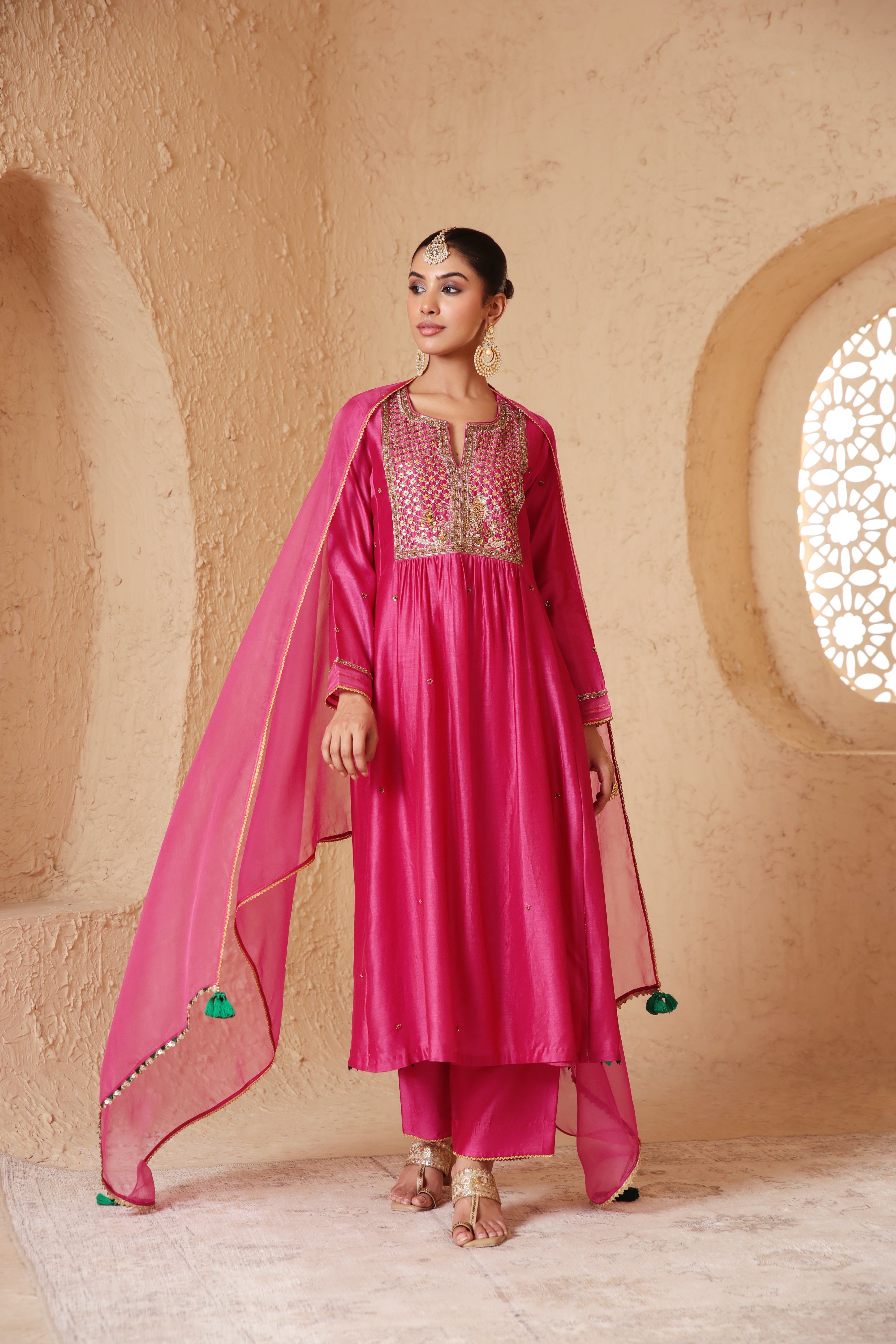 Mehrang Pink Frockstyle Kurta Set