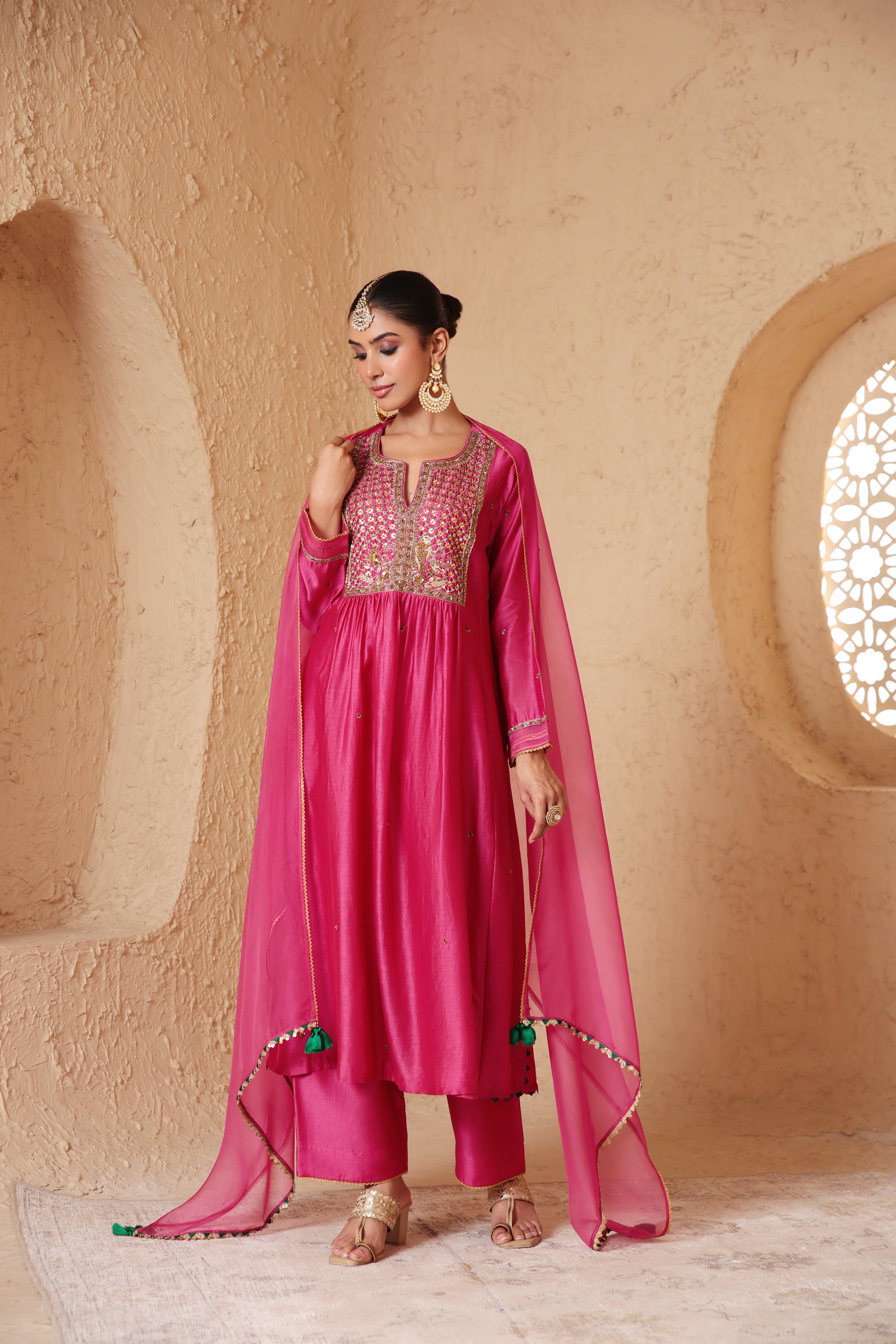 Mehrang Pink Frockstyle Kurta Set