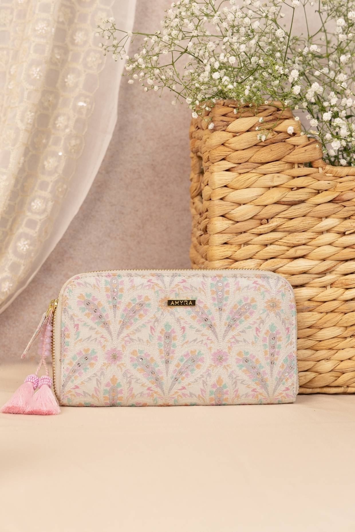 Nyraa Embroidered Wallet - Offwhite