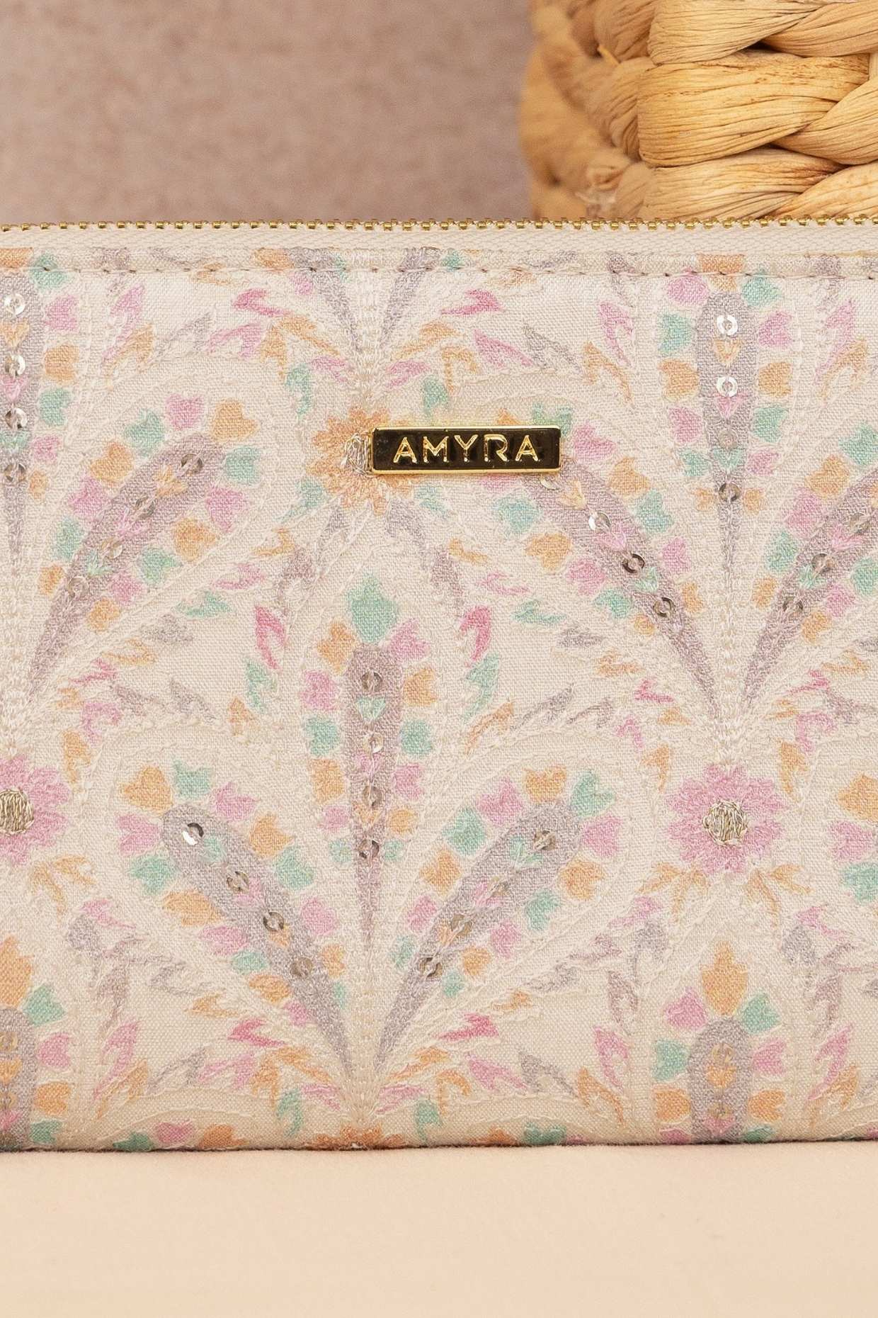 Nyraa Embroidered Wallet - Offwhite