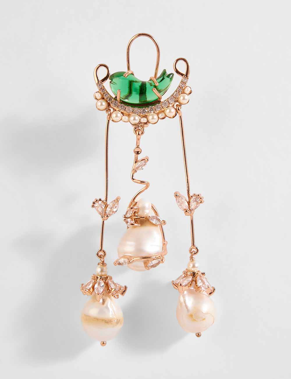 Le Cleo Dewdrop Earrings in Jade Green