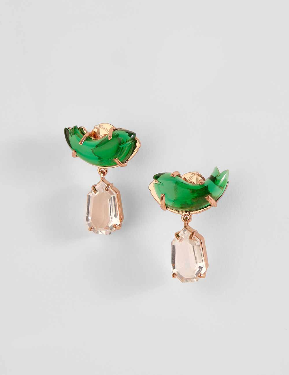 Le Cleo drop Earrings in jade green