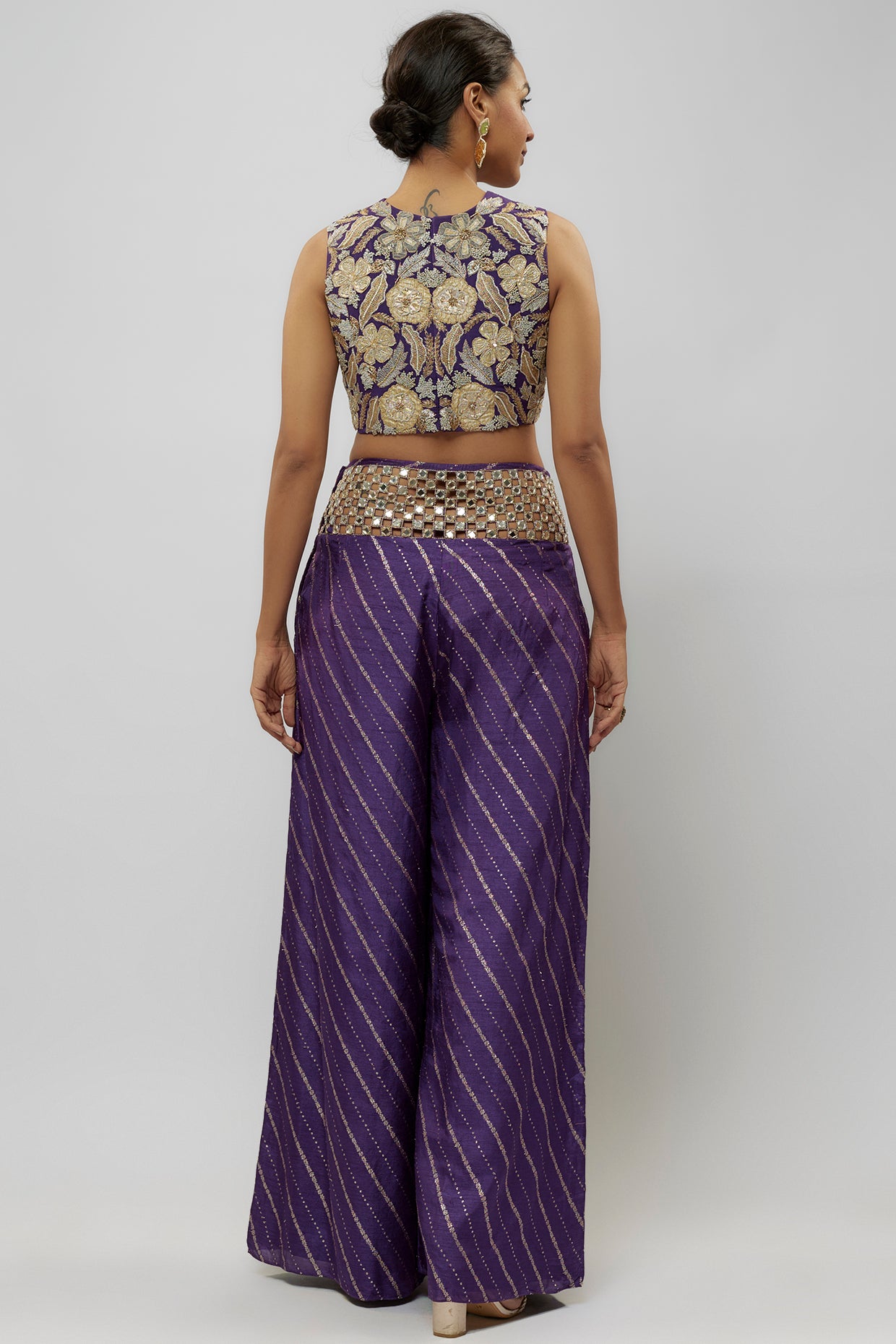 Purple Embroidered Choli With Palazzo