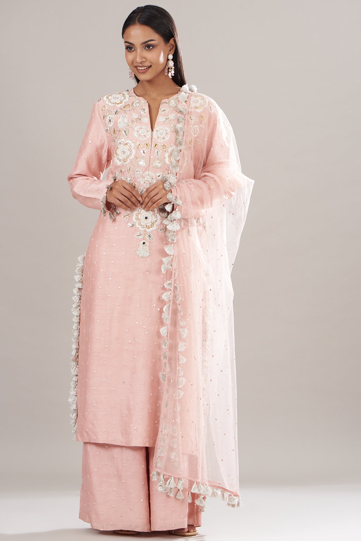 Rose Pink Embroidered Kurta Set