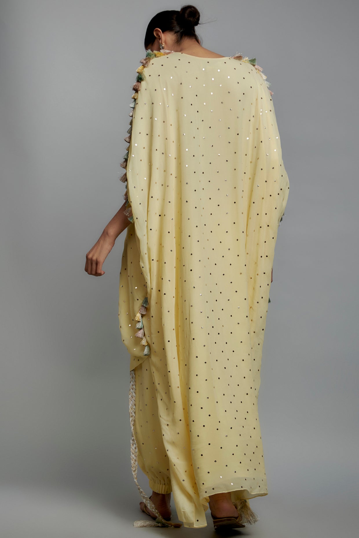 Yellow Embroidered High Low Kurta Set