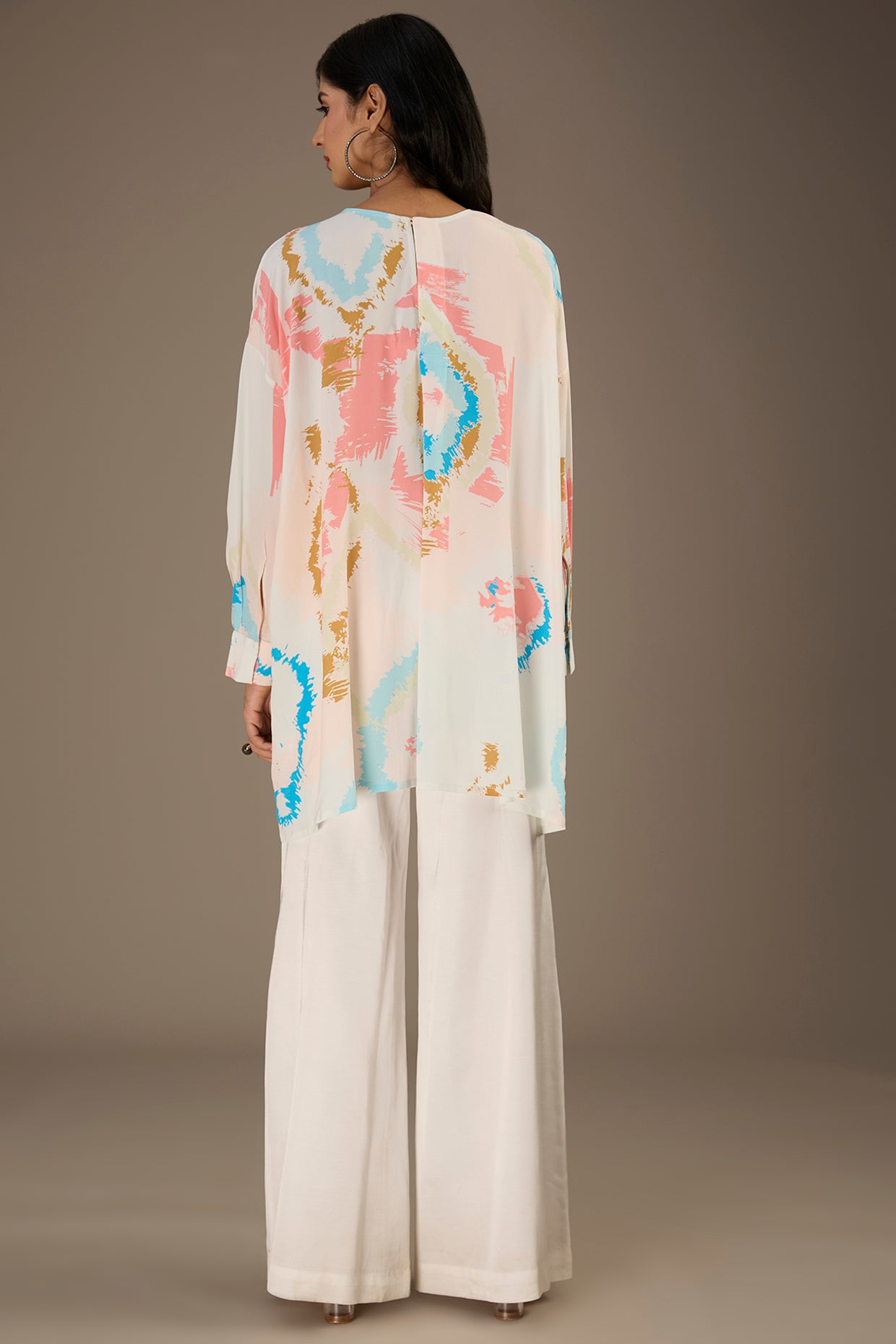 White Printed Crepe Tunic