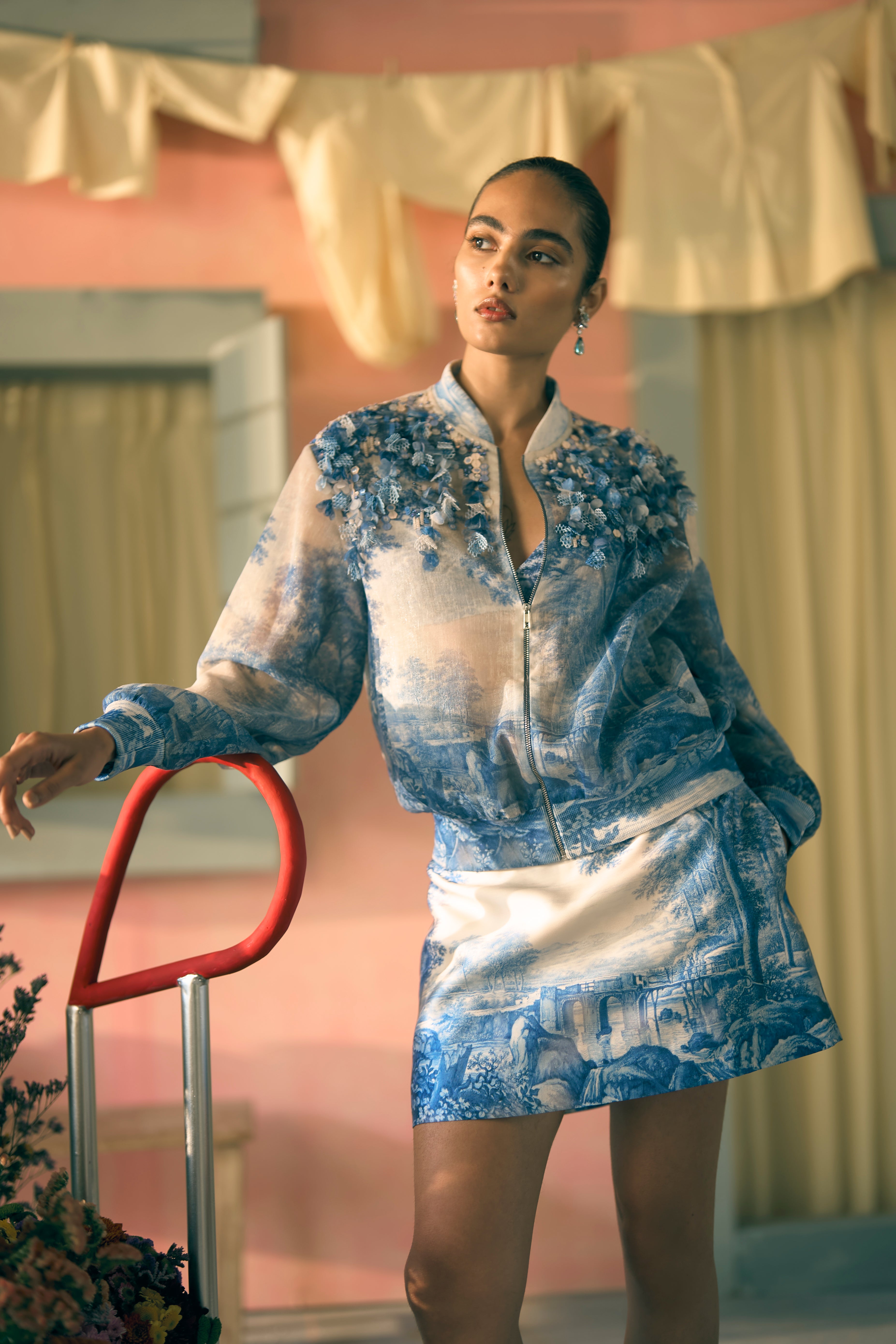Porto Tonal Terrazzo Bomber And Skirt