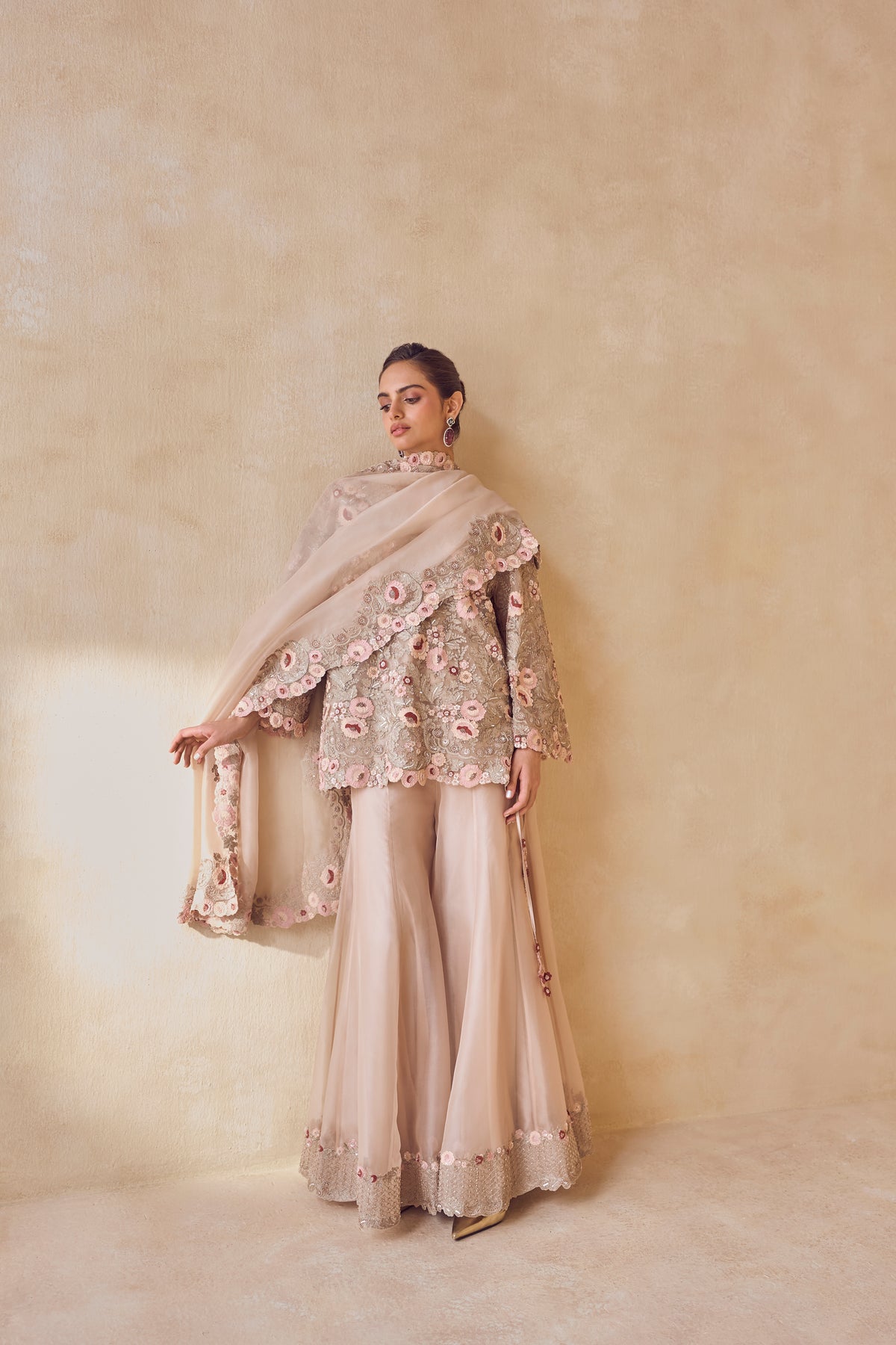 Dusted Rose Floral Garara Set