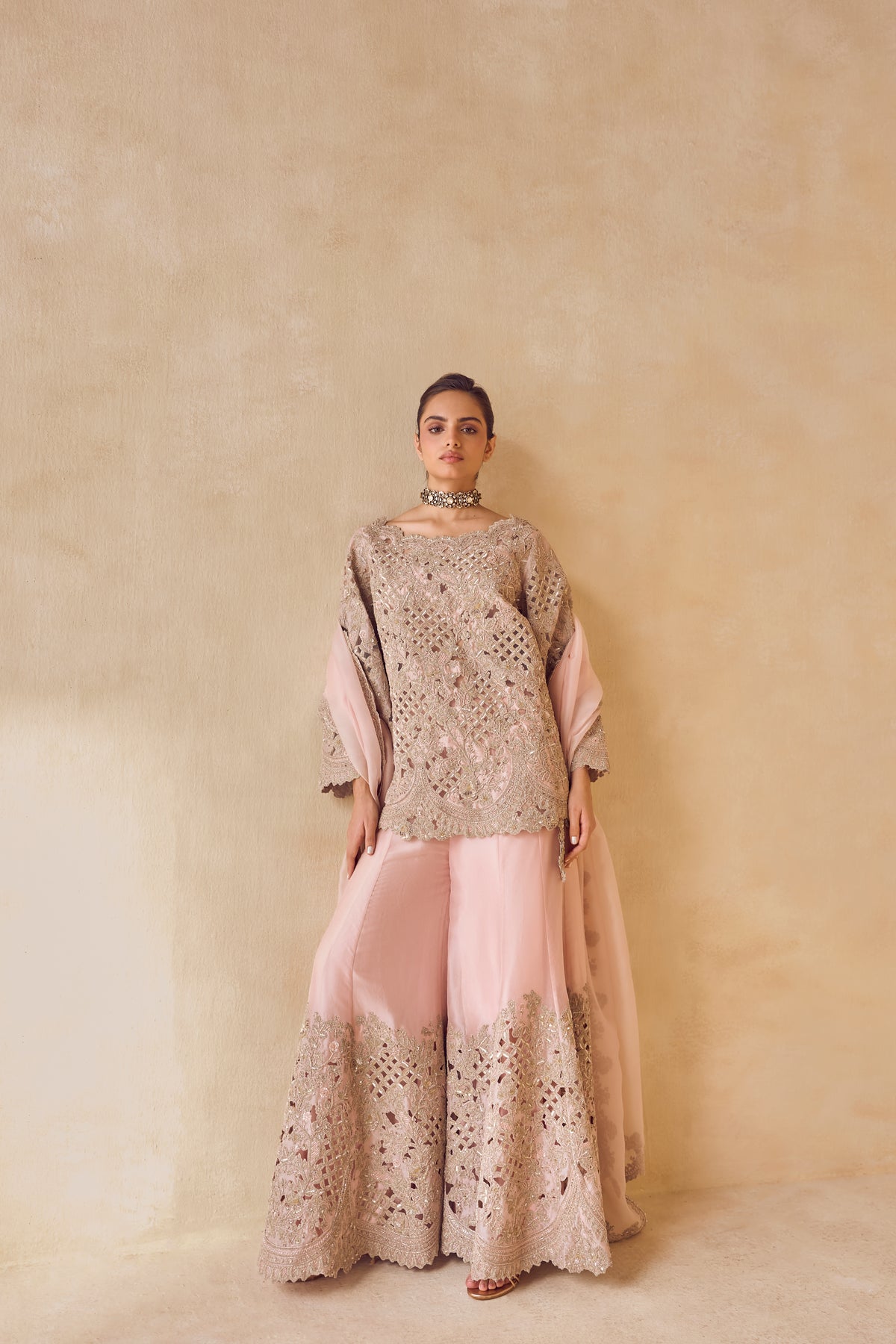 Powder Trellis Sharara Set