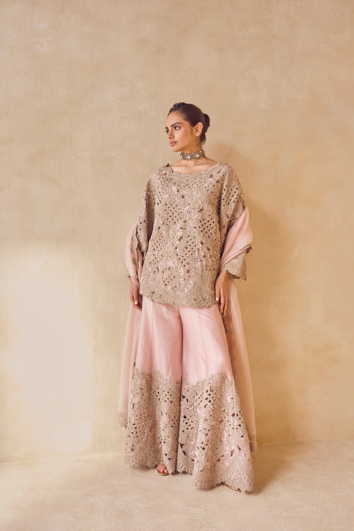 Powder Trellis Sharara Set
