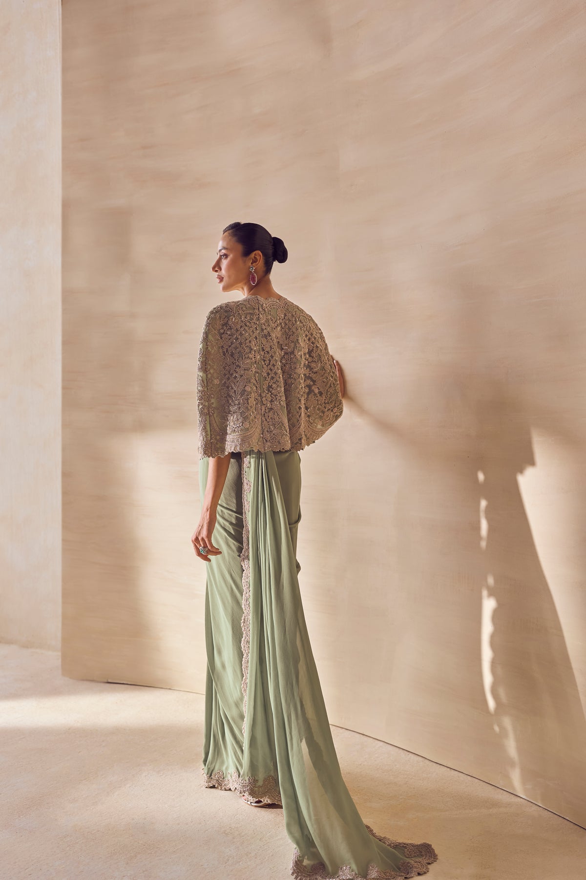Sagebrush Cape Saree Set
