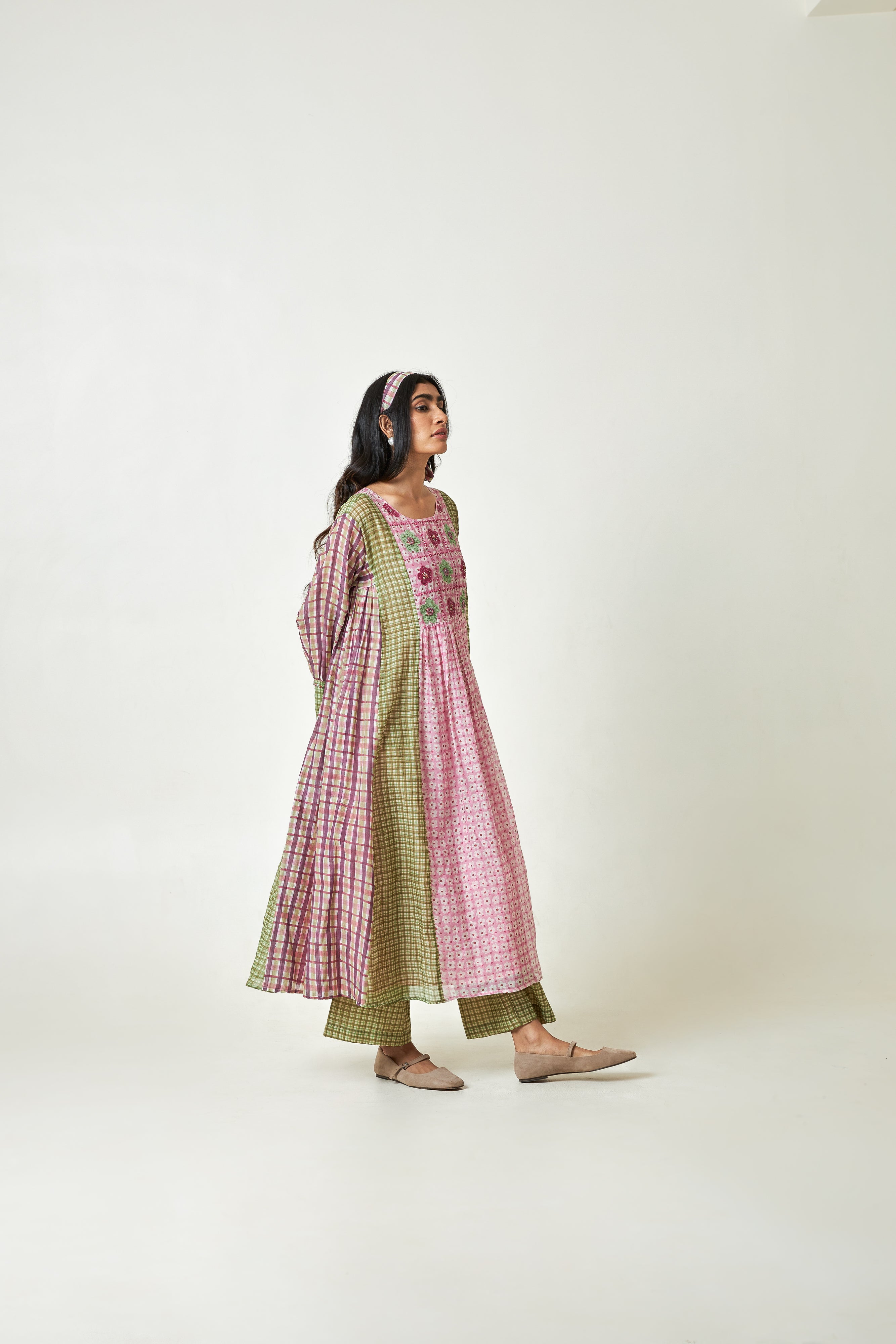 Coral Haze Block Printed  Kurta Set- Set Of 3