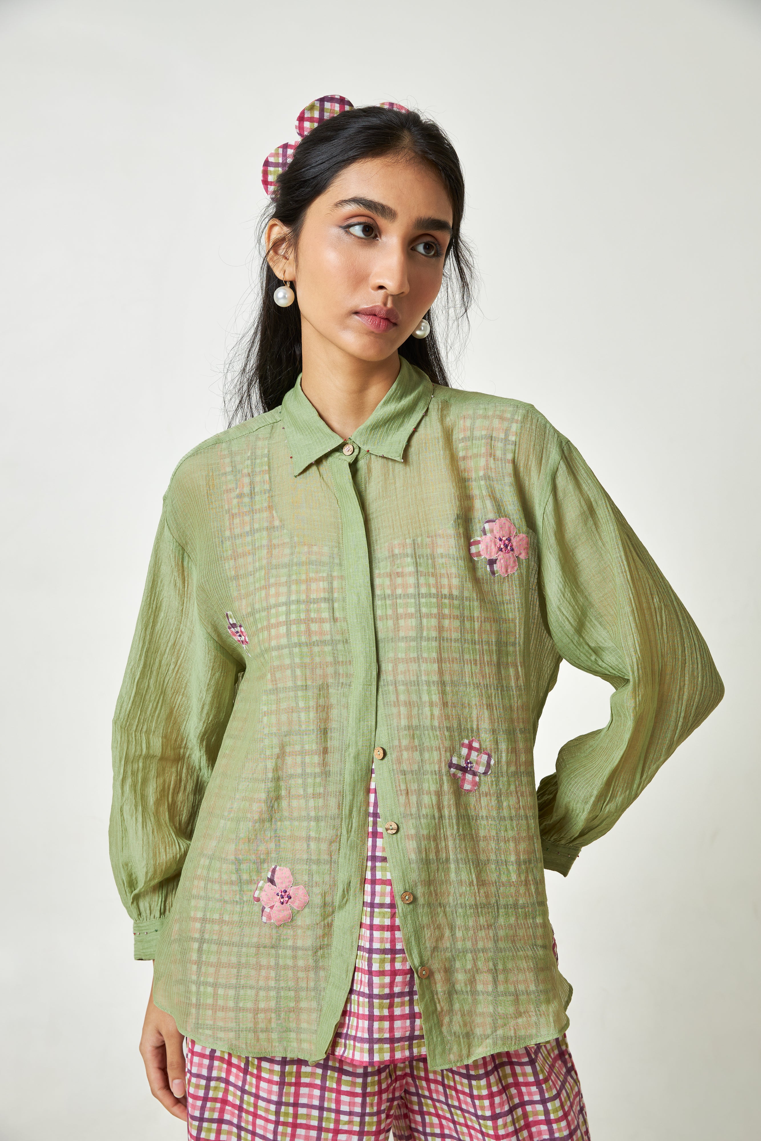 Pistachio Embroidered Shirt