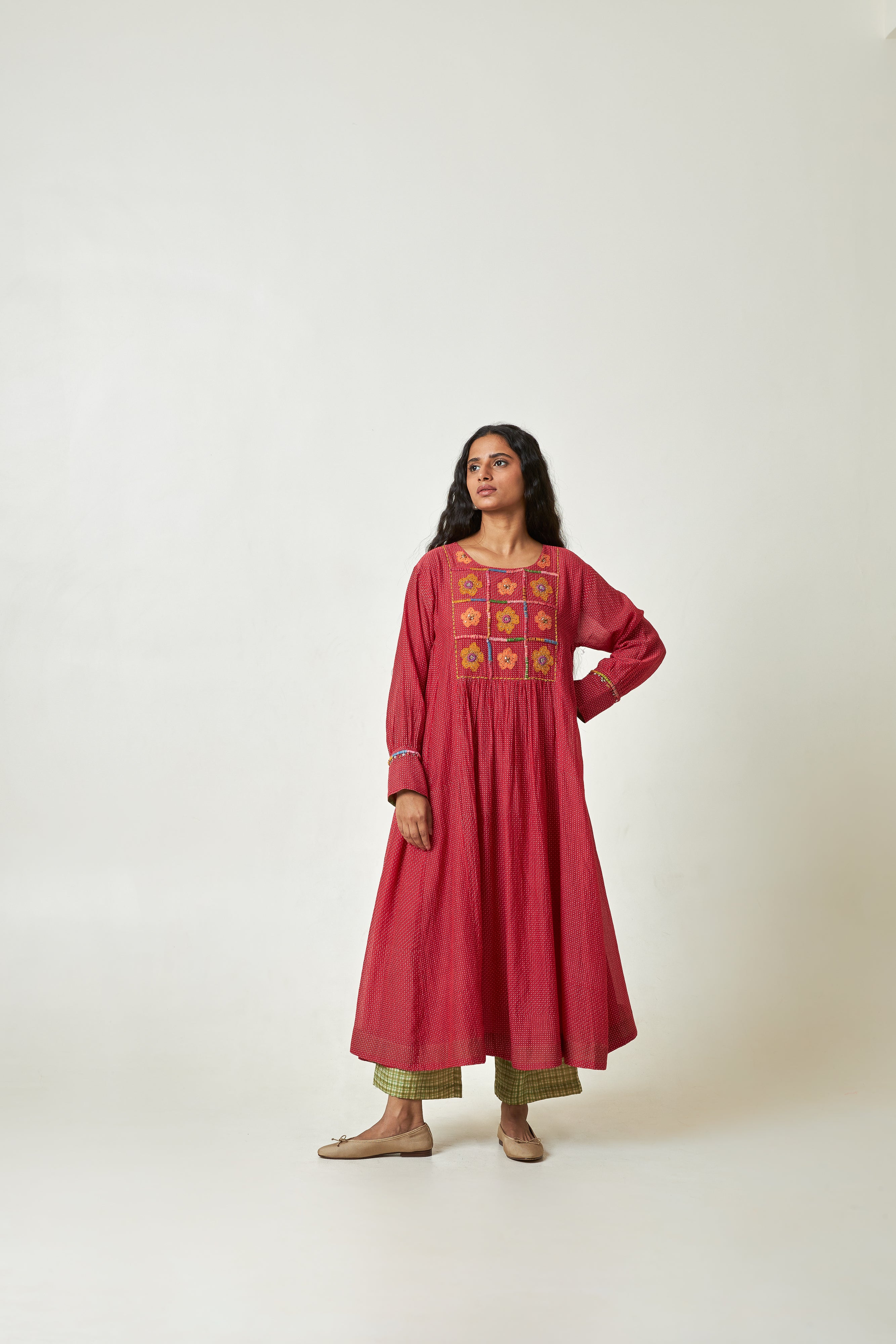 Scarlet Bloom Embroidered Kurta Set- Set Of 3