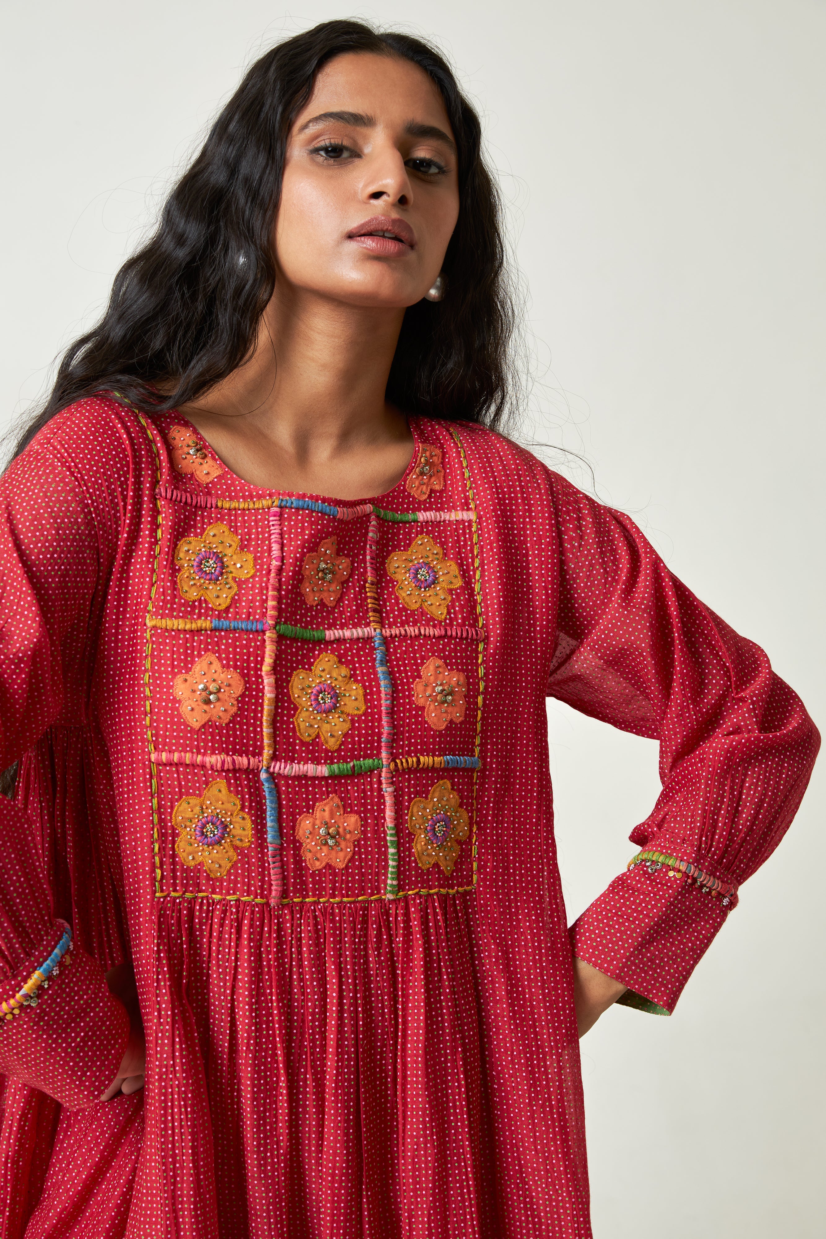 Scarlet Bloom Embroidered Kurta Set- Set Of 3