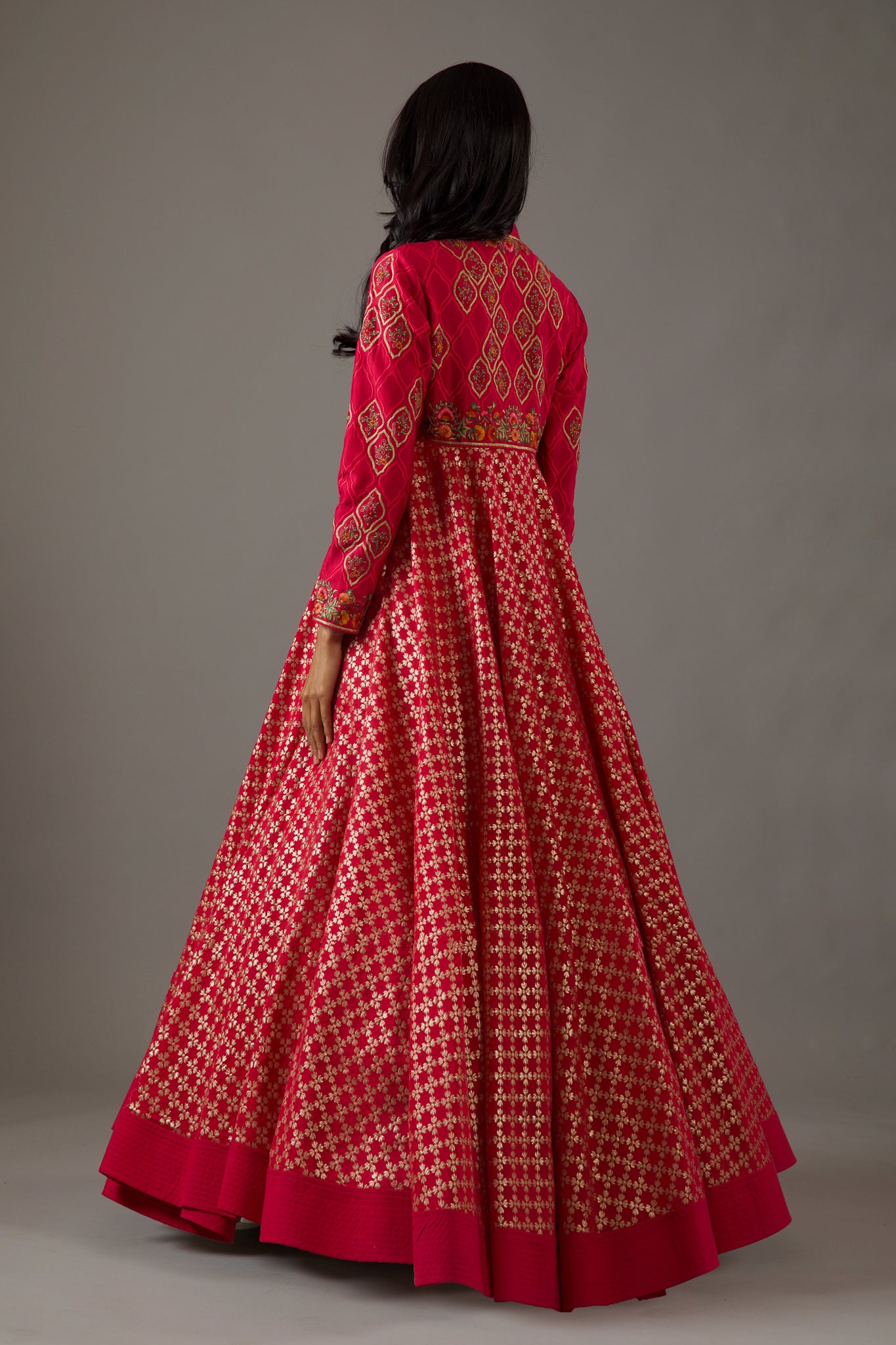 Chanderi Anarkali Set With Embroidery