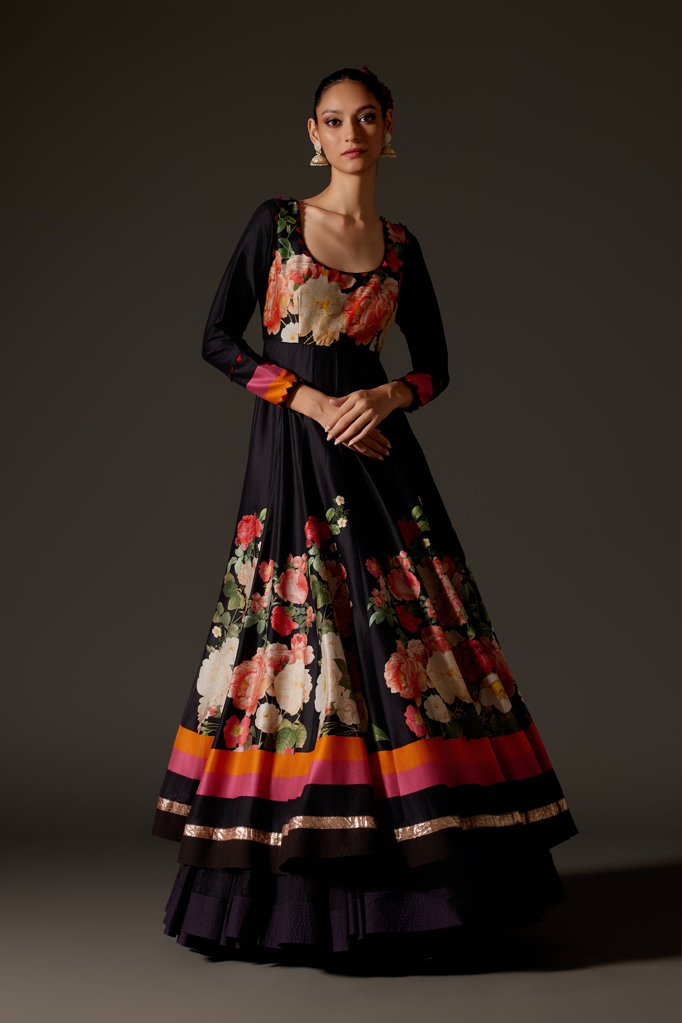Elegant Black Anarkali Set