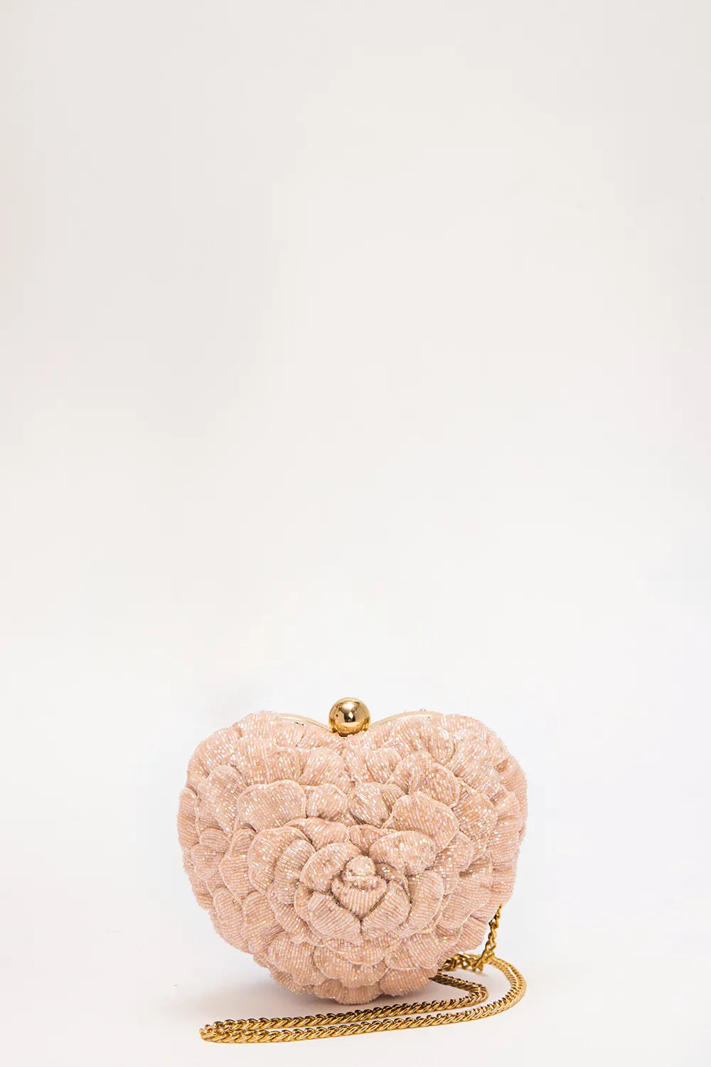 Isa Beaded Heart Clutch - Blush