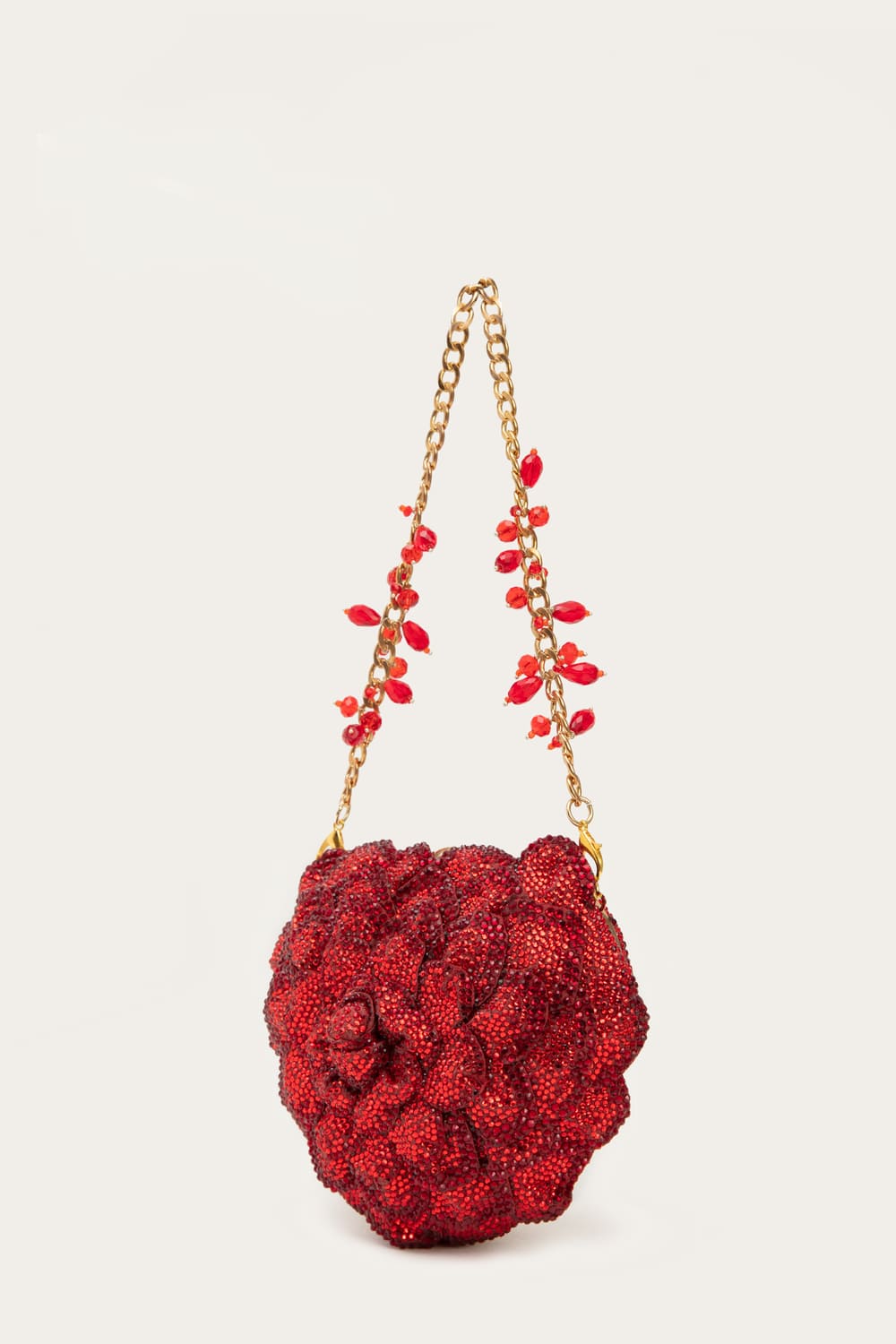 Isa Crystal Heart Clutch - Red