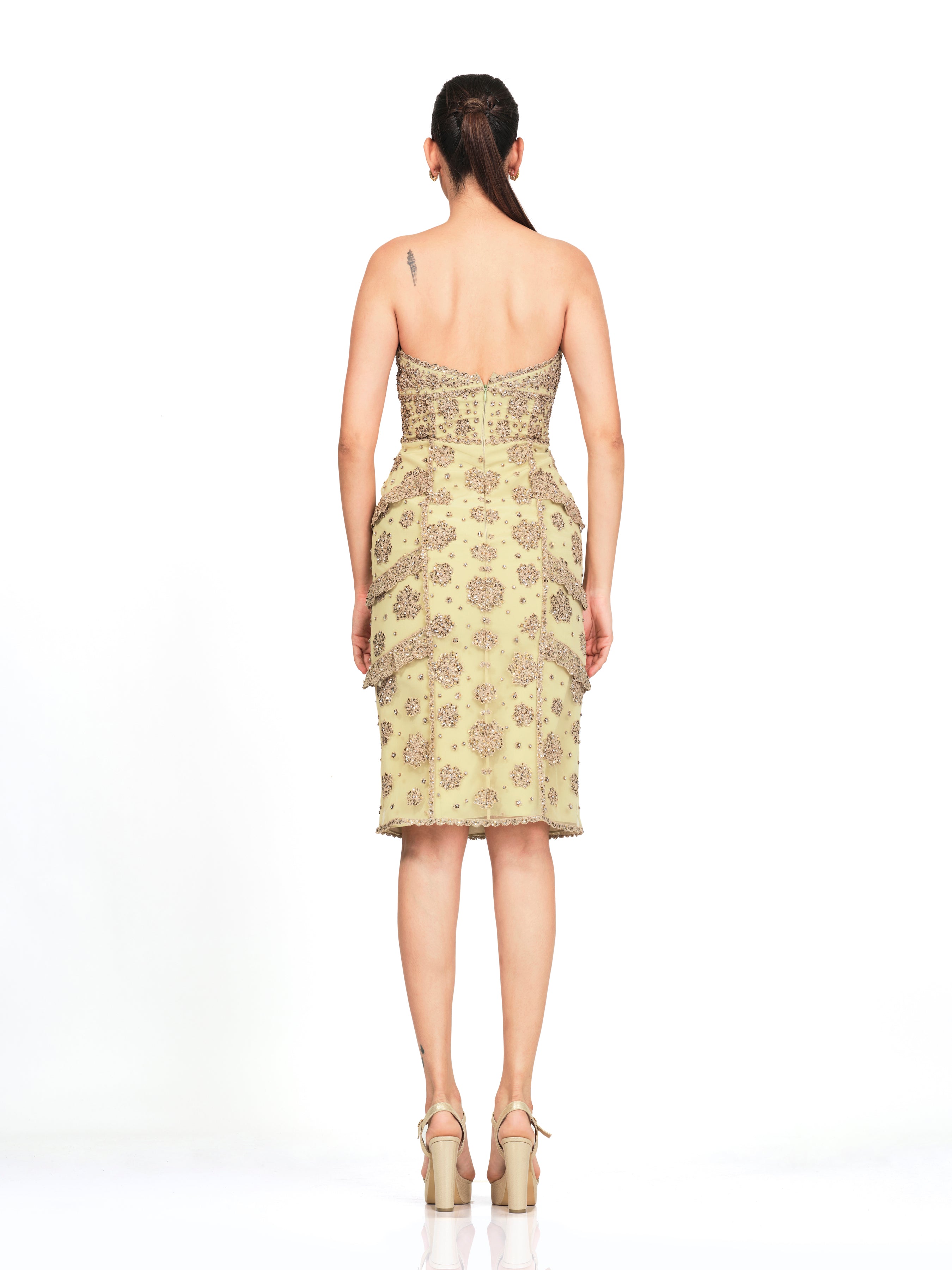 Pistachio Hand Embroidered Tube Dress