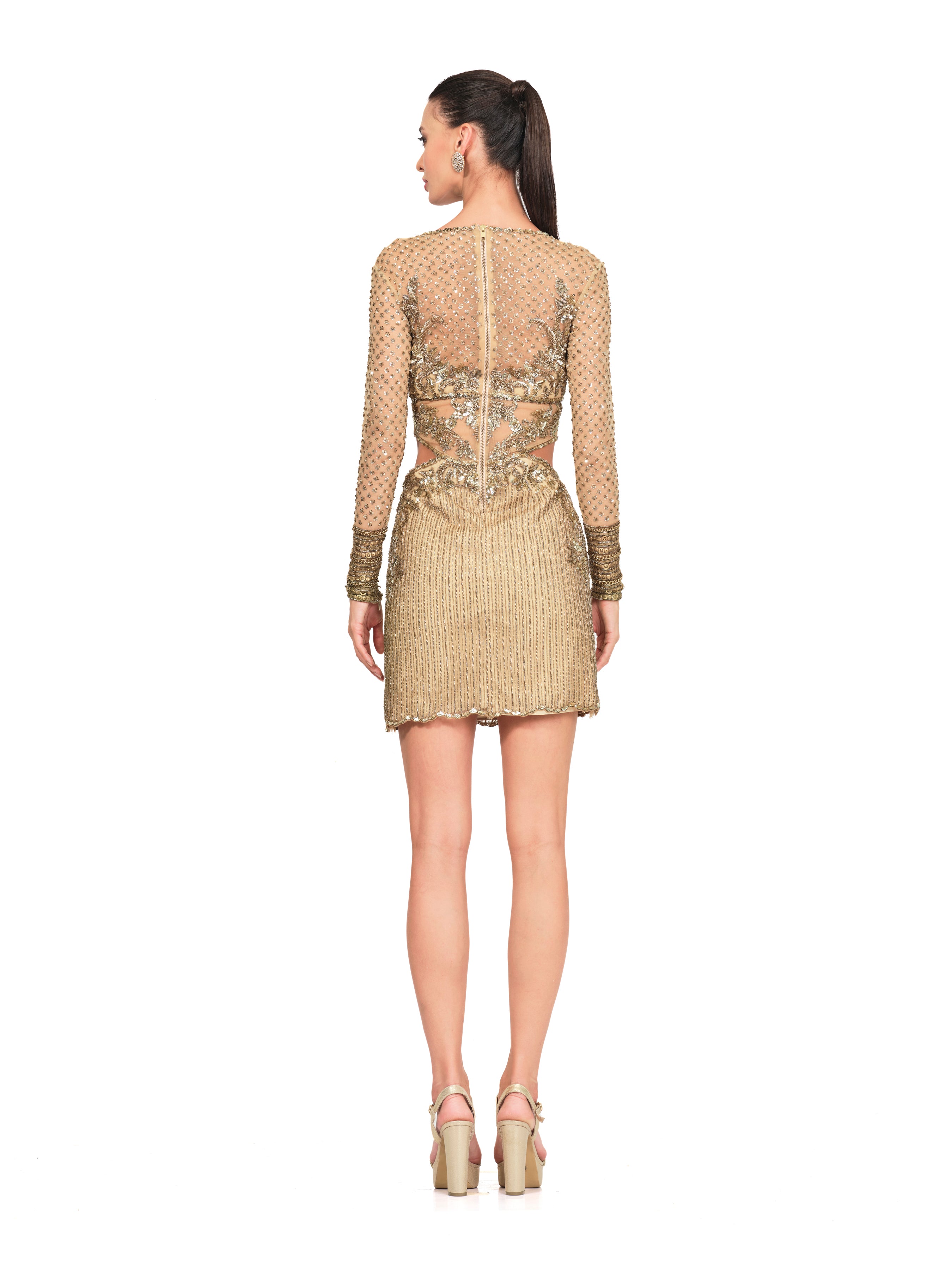 Gold Dress With Detailed Embroidery