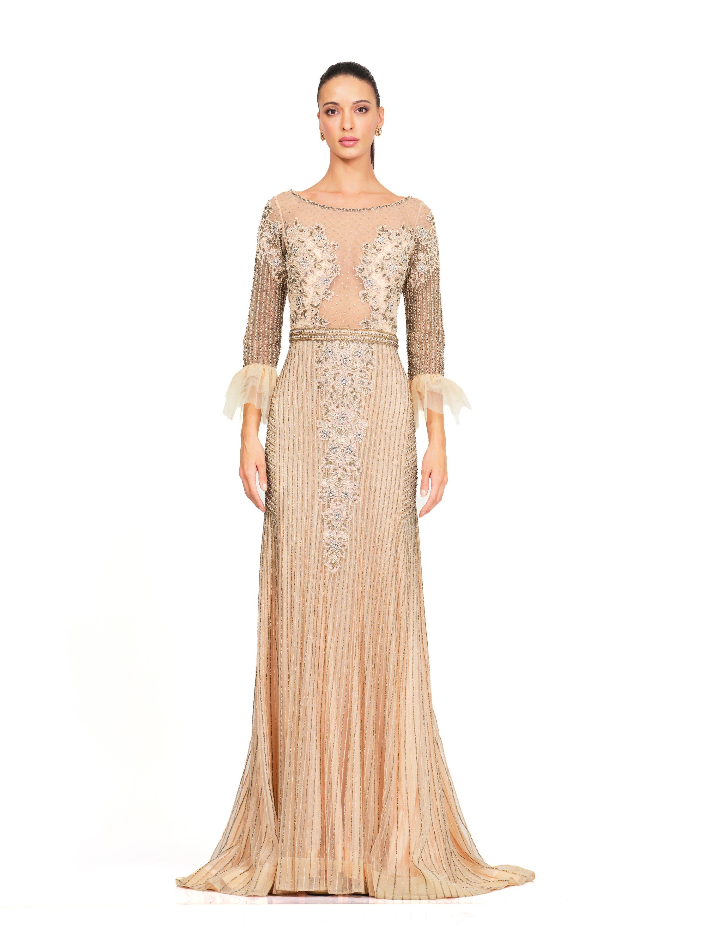 Beaded Embroidered Net Gown