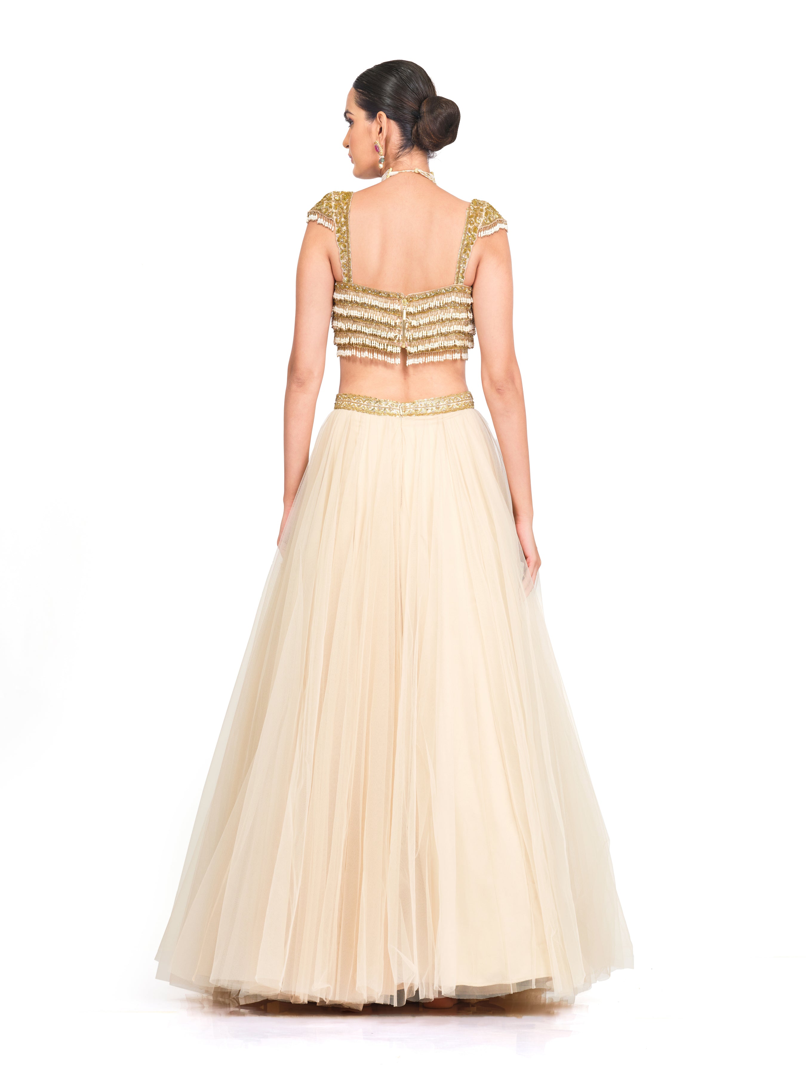 Tulle Lehenga With Tassel Strapped Bloused