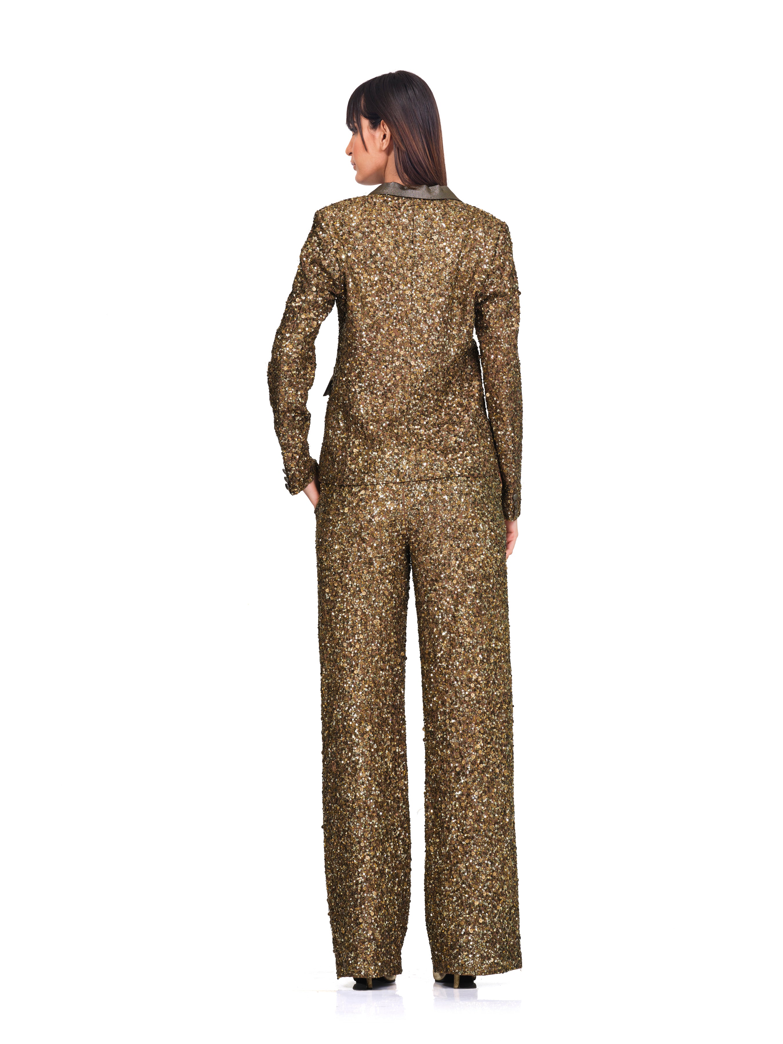 Gold Heavy Sequinned Blazer and Trouser