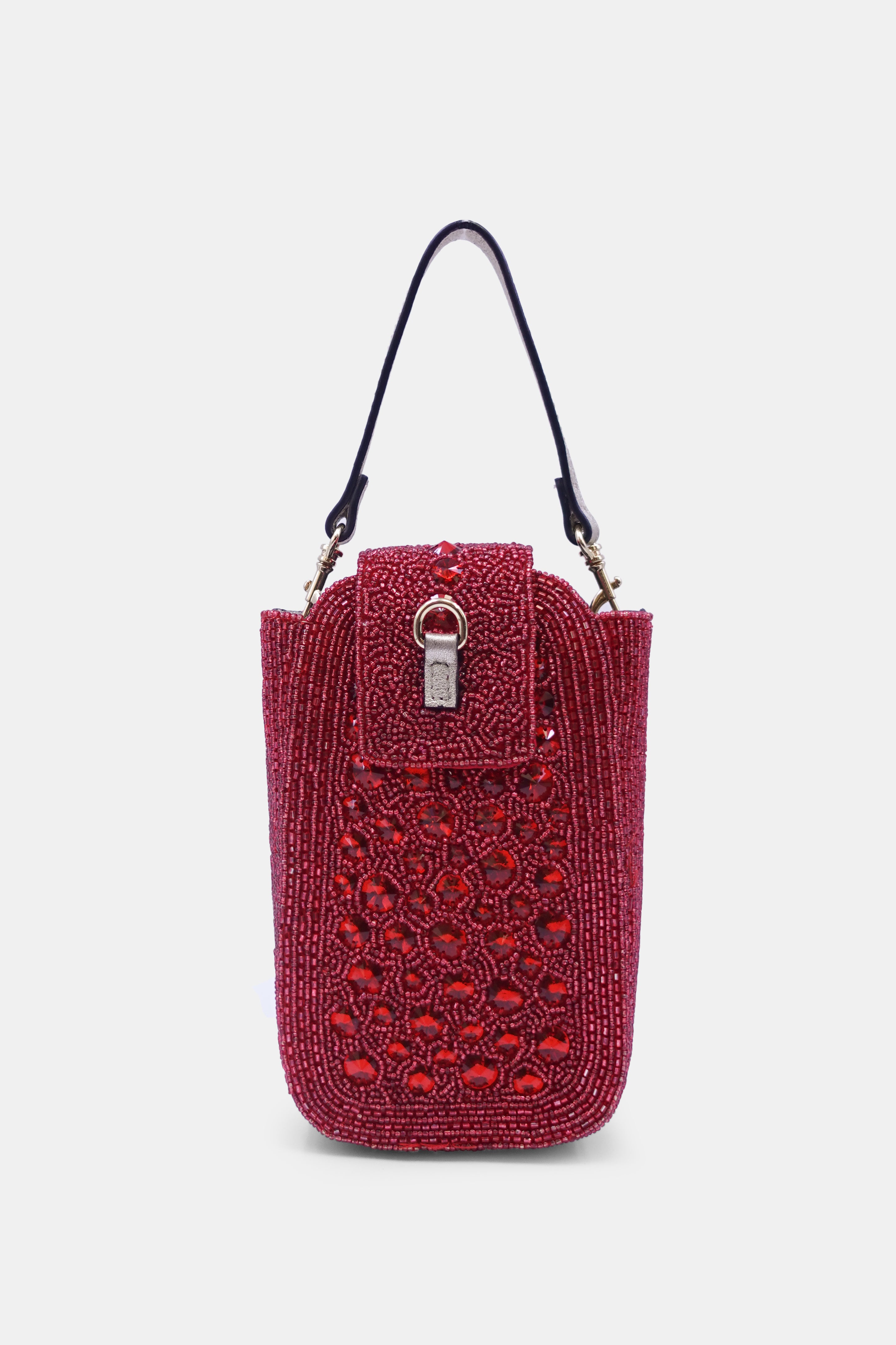 Red Maroon Crystal Embellished  Clutch