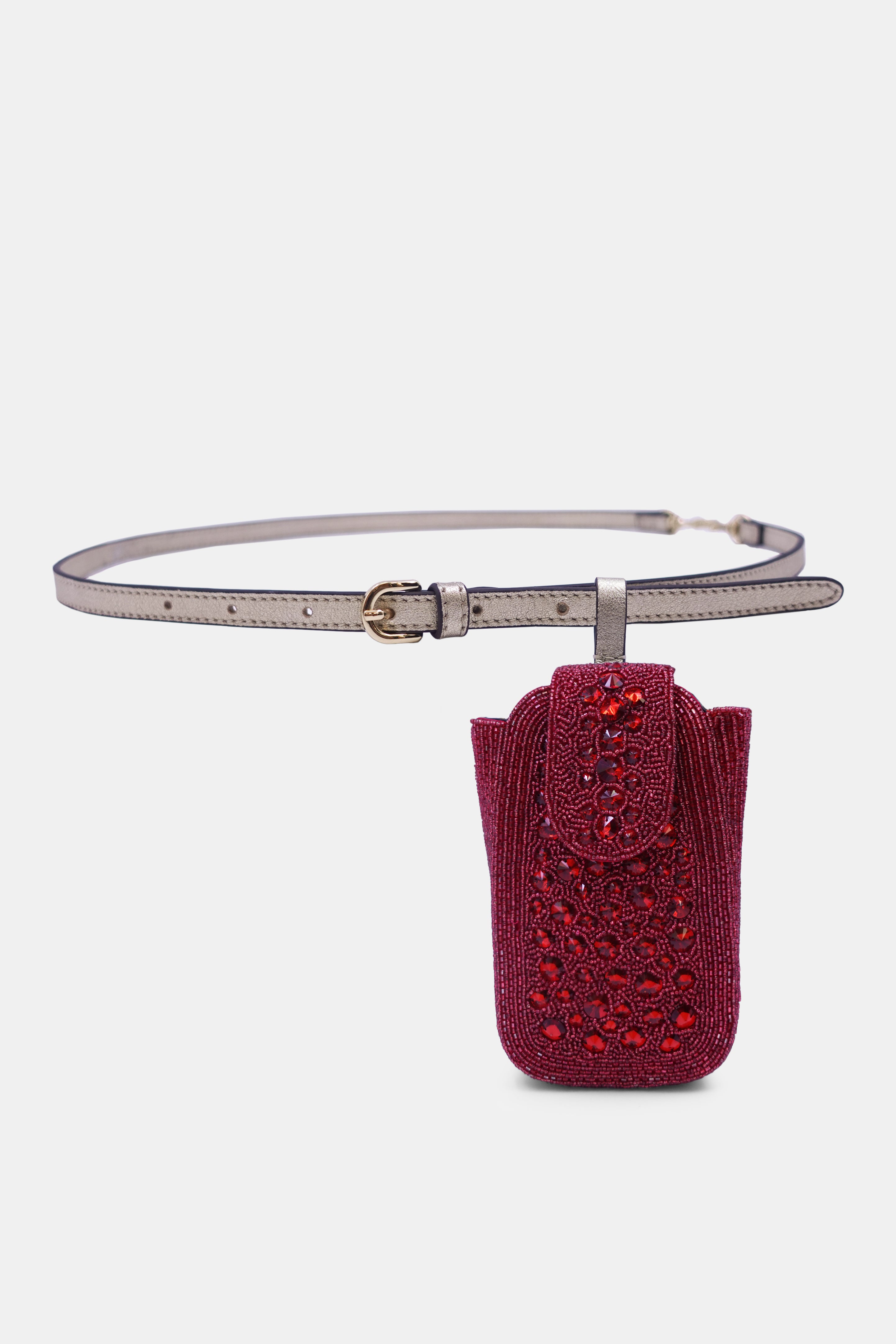 Red Maroon Crystal Embellished  Clutch