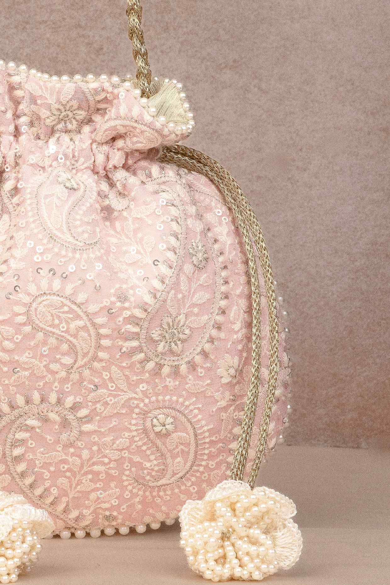 Rhea Threadwork Potli - Pink